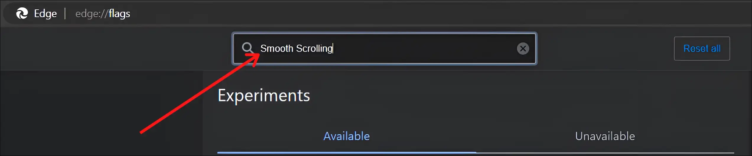 edge://flags smooth scrolling search