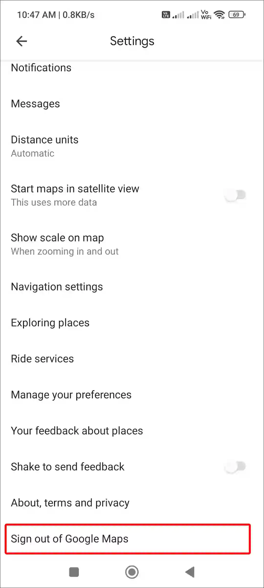 google account sign out of google maps