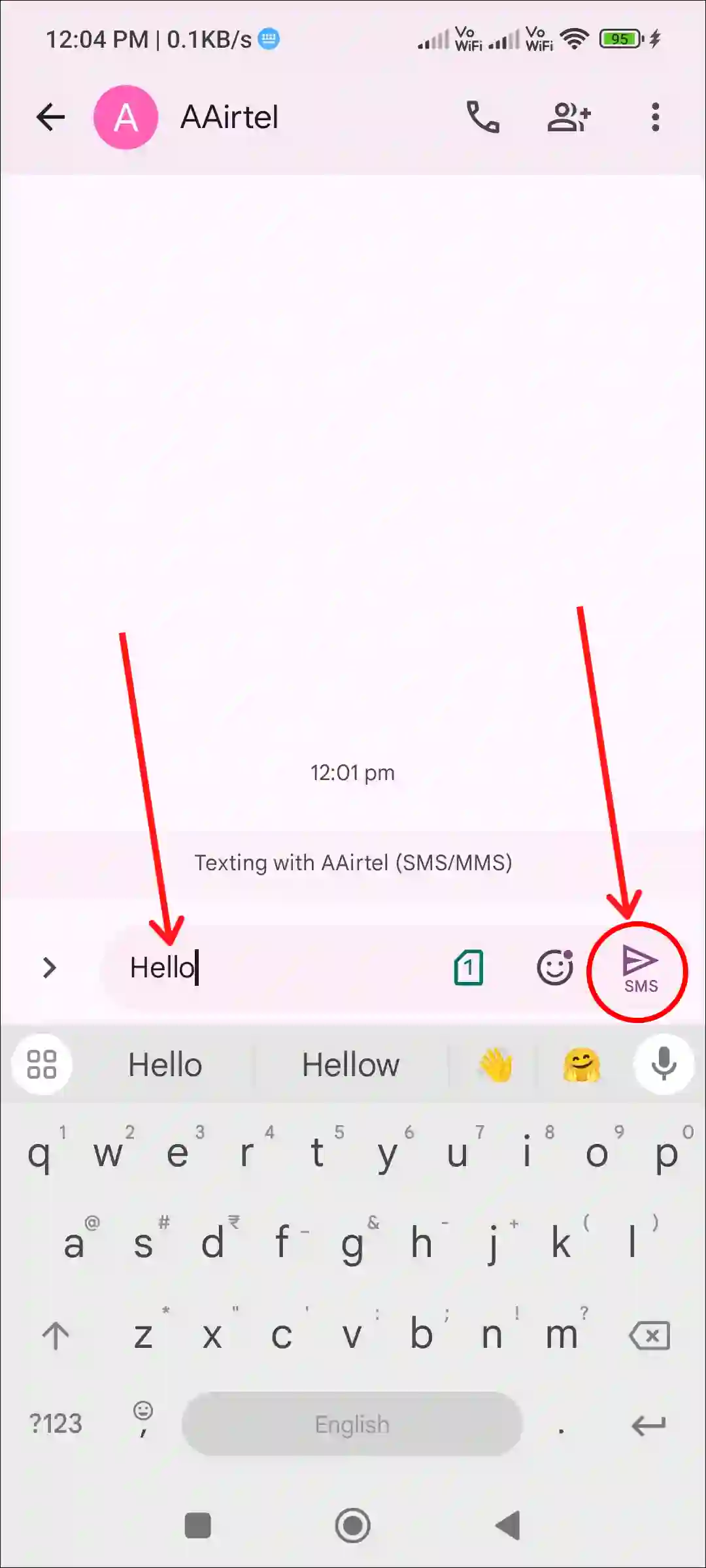 google messages app send button