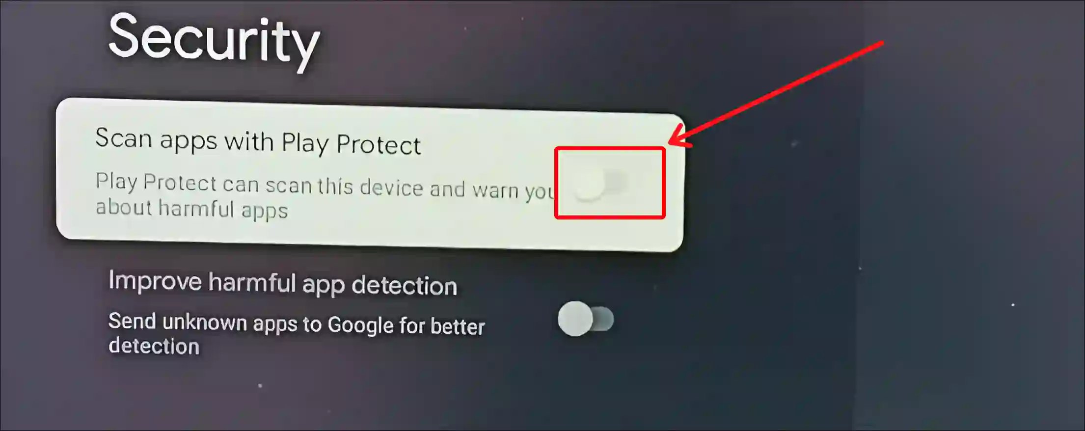 google tv google play protect turn off