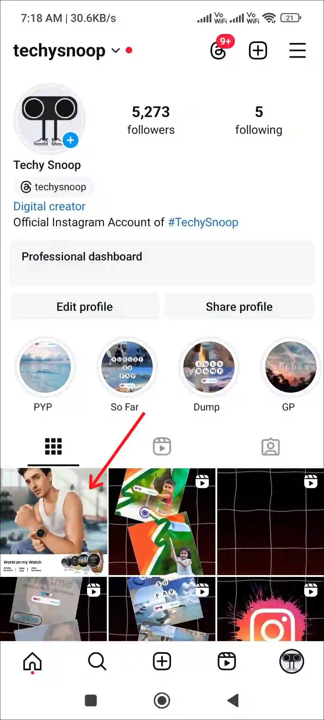 instagram pin post