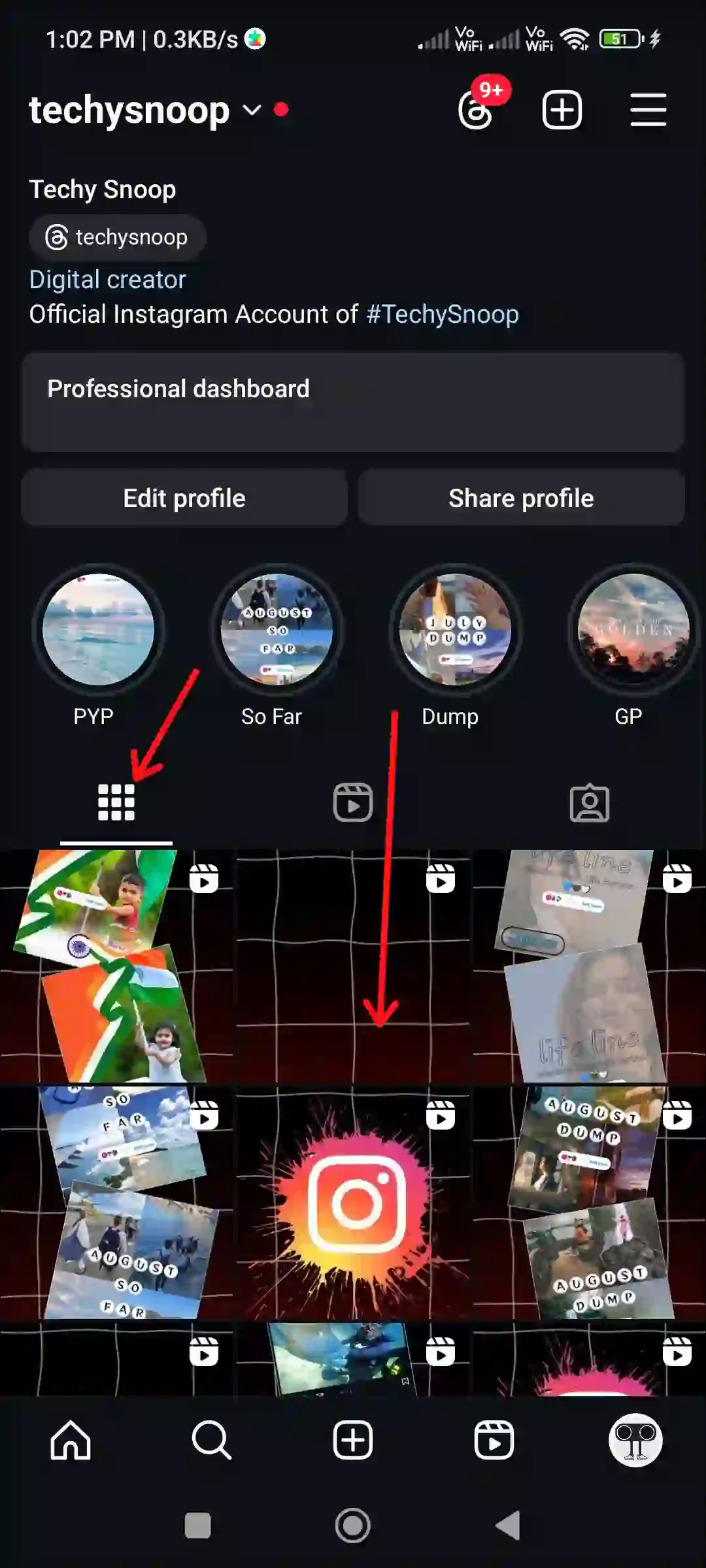 instagram profile grid post reel