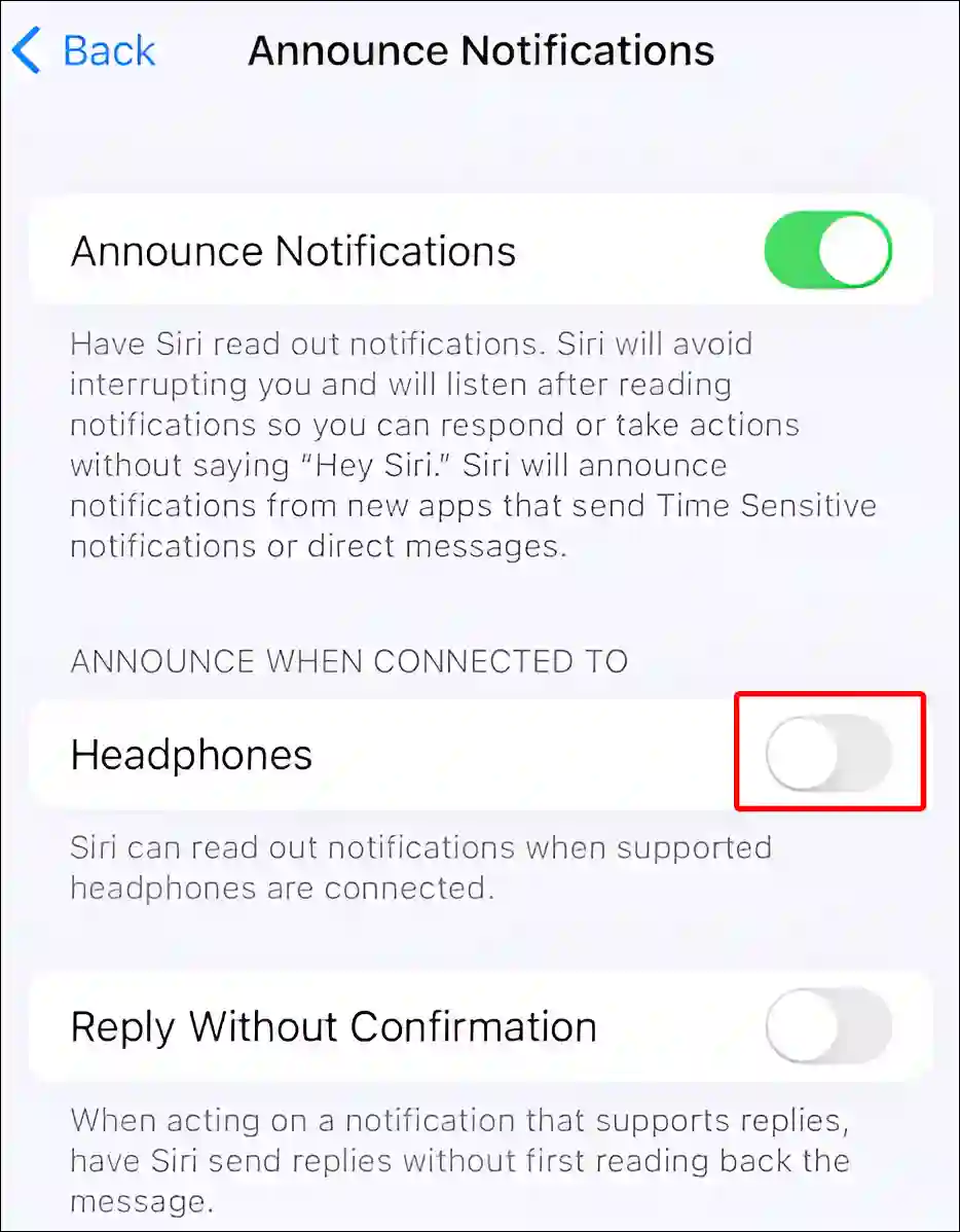 iphone announce notifications headphones turn off