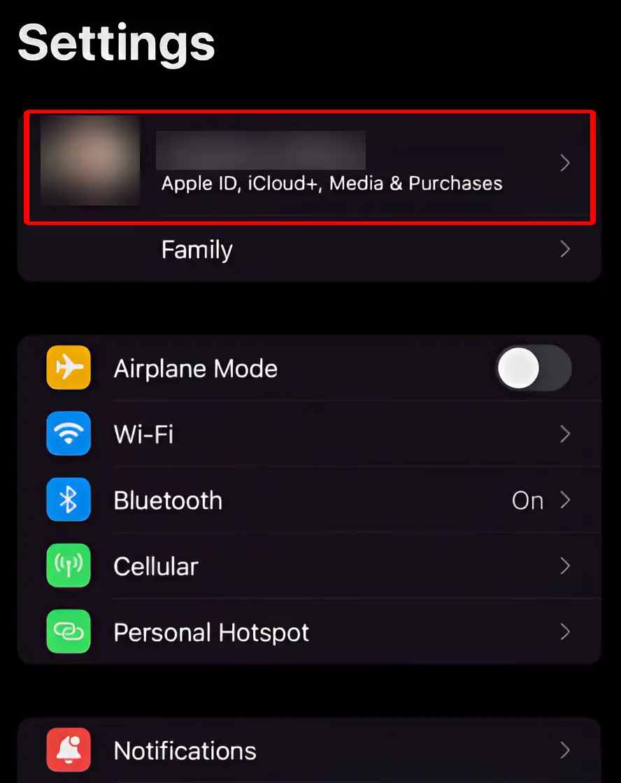 iphone apple id profile settings