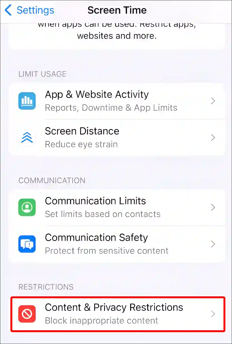 iphone content and privacy restrictions settings