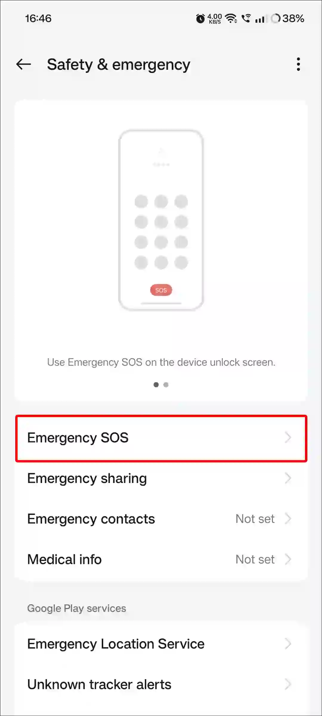 realme emergency sos settings