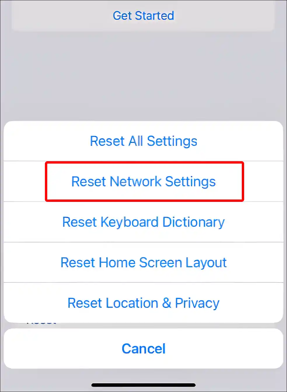 iPhone Reset Network Settings