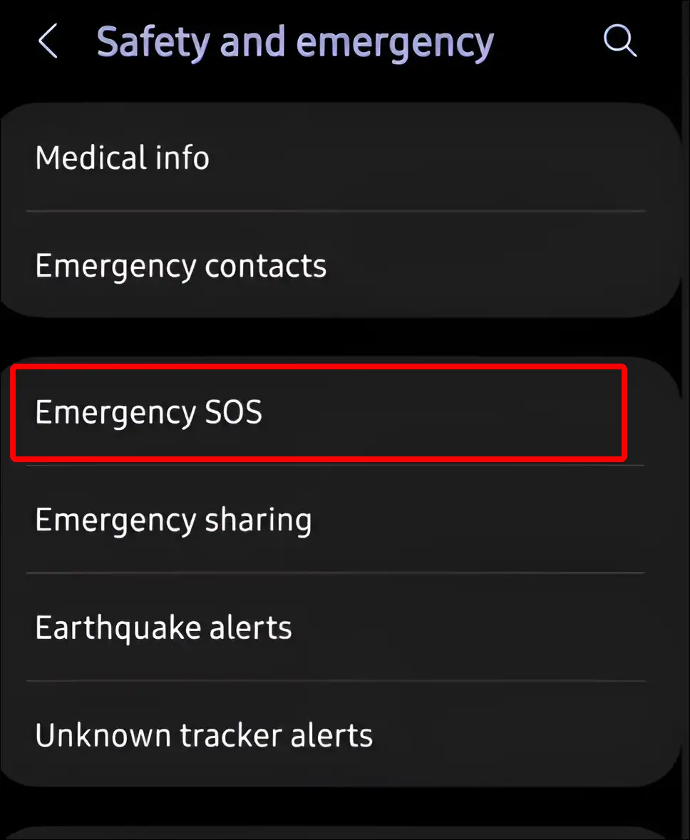 samsung emergency sos settings