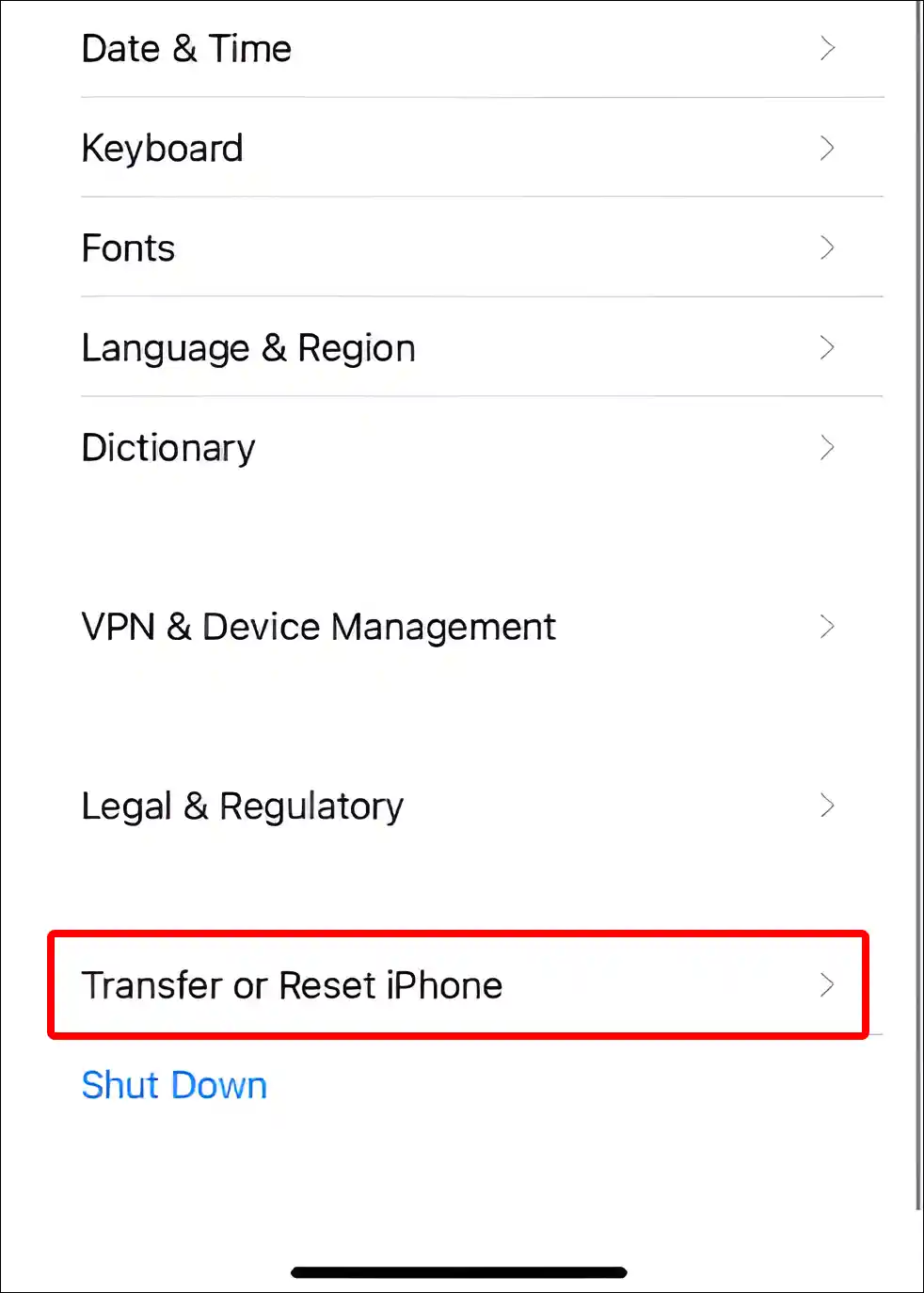 Transfer or Reset iPhone