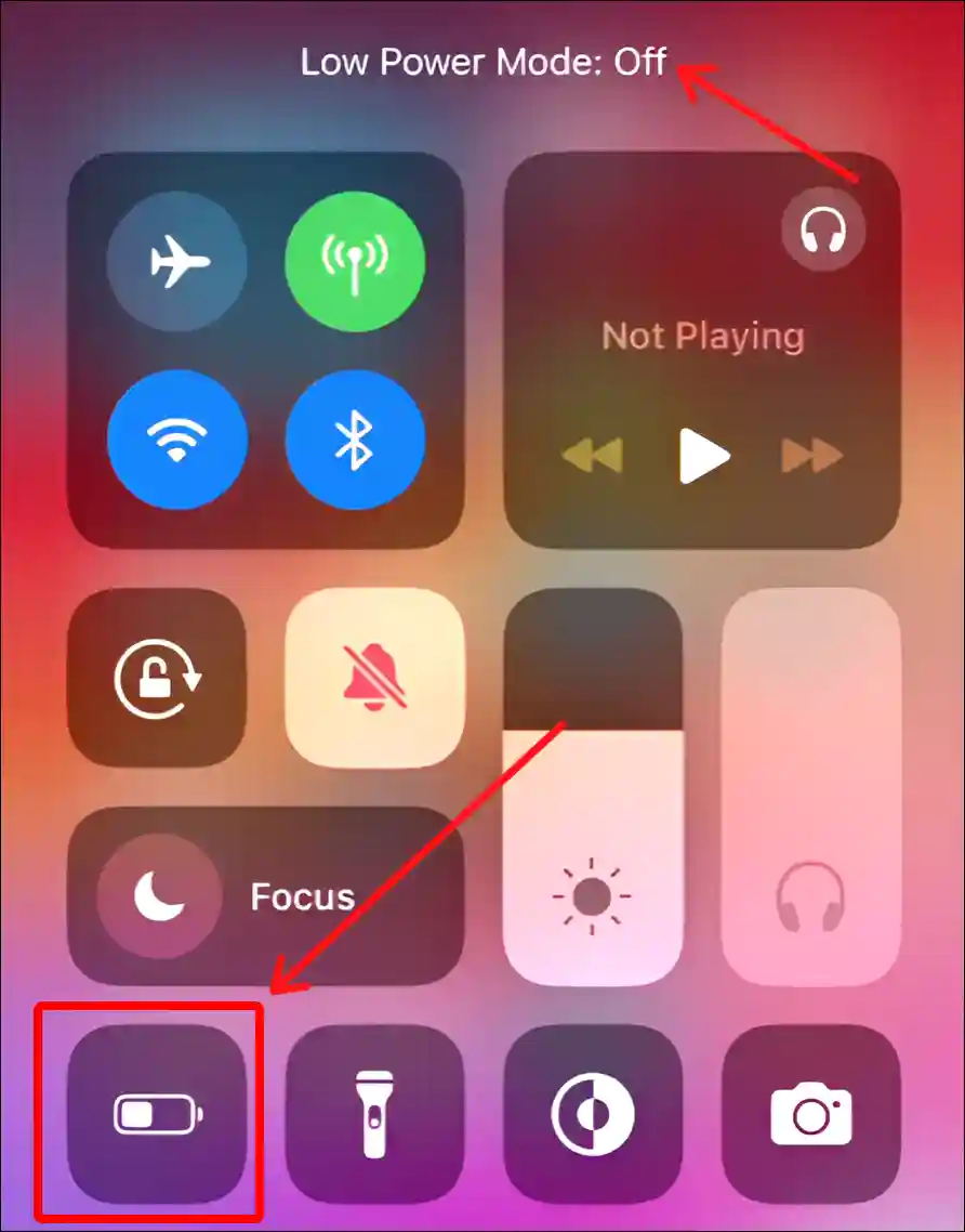 turn off low power mode on iphone control centre