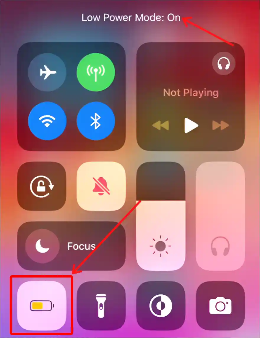 turn on low power mode on iphone control centre