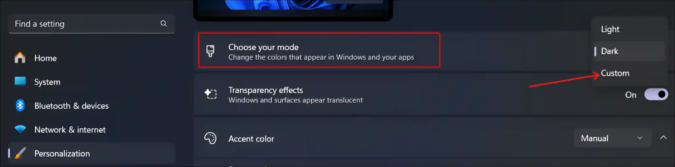 windows 11 personalization choose your mode