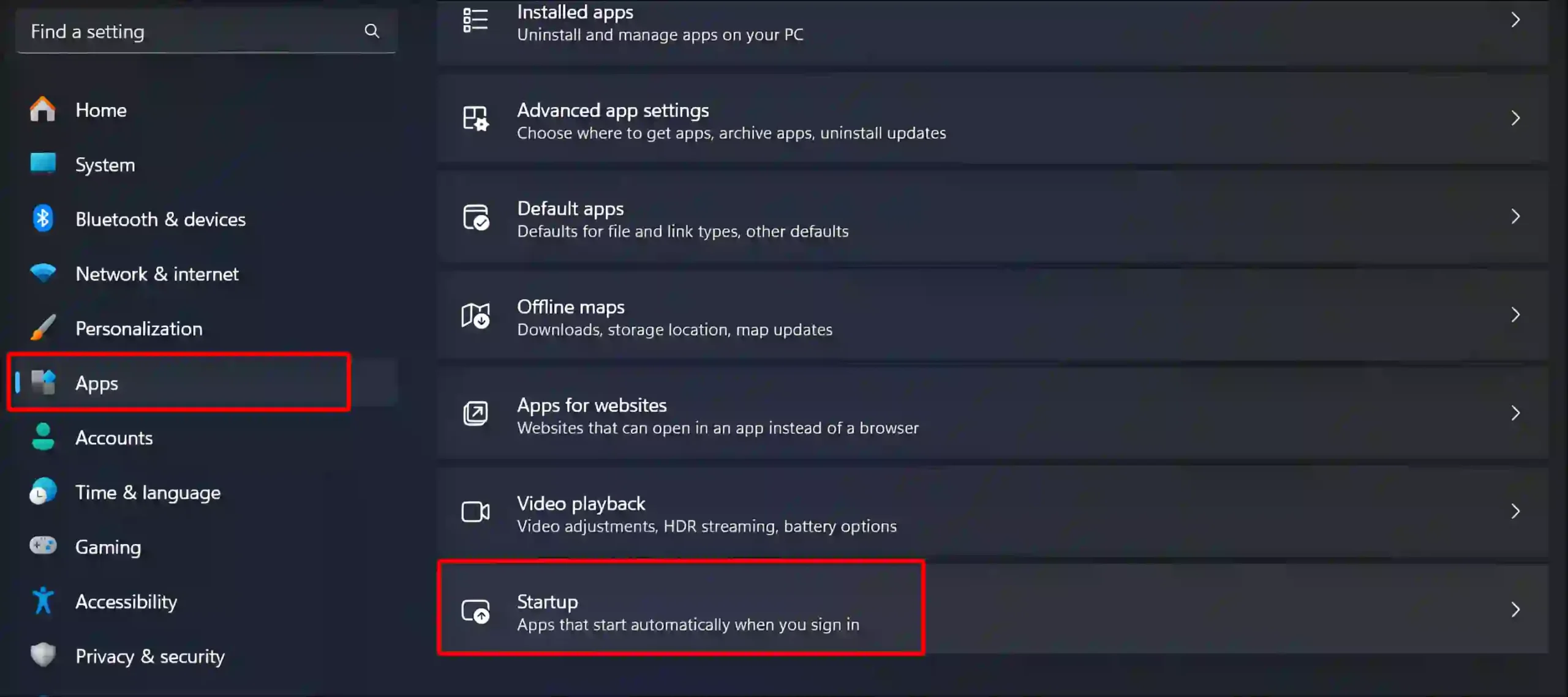 windows 11 settings for startup apps