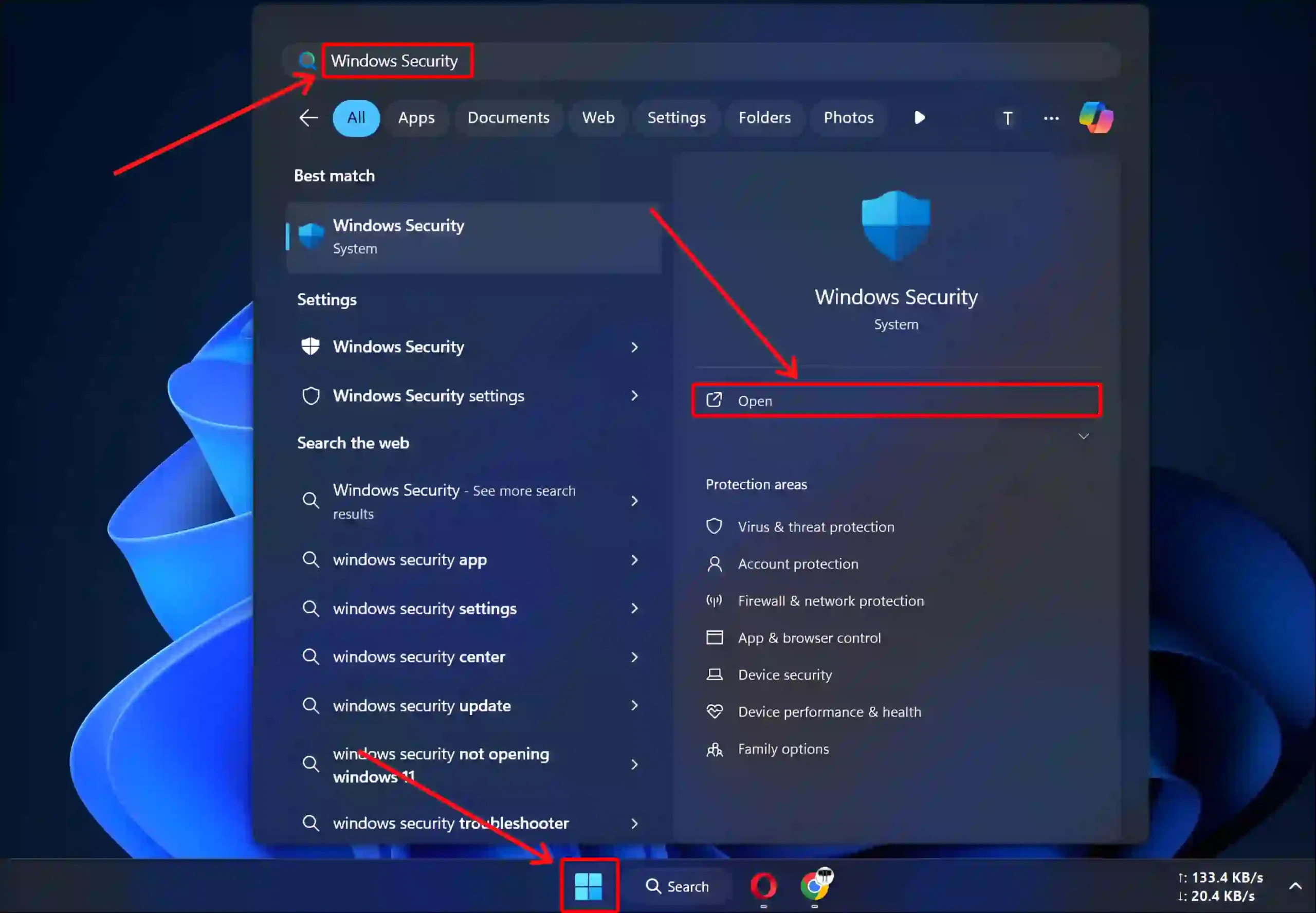 windows 11 windows security open