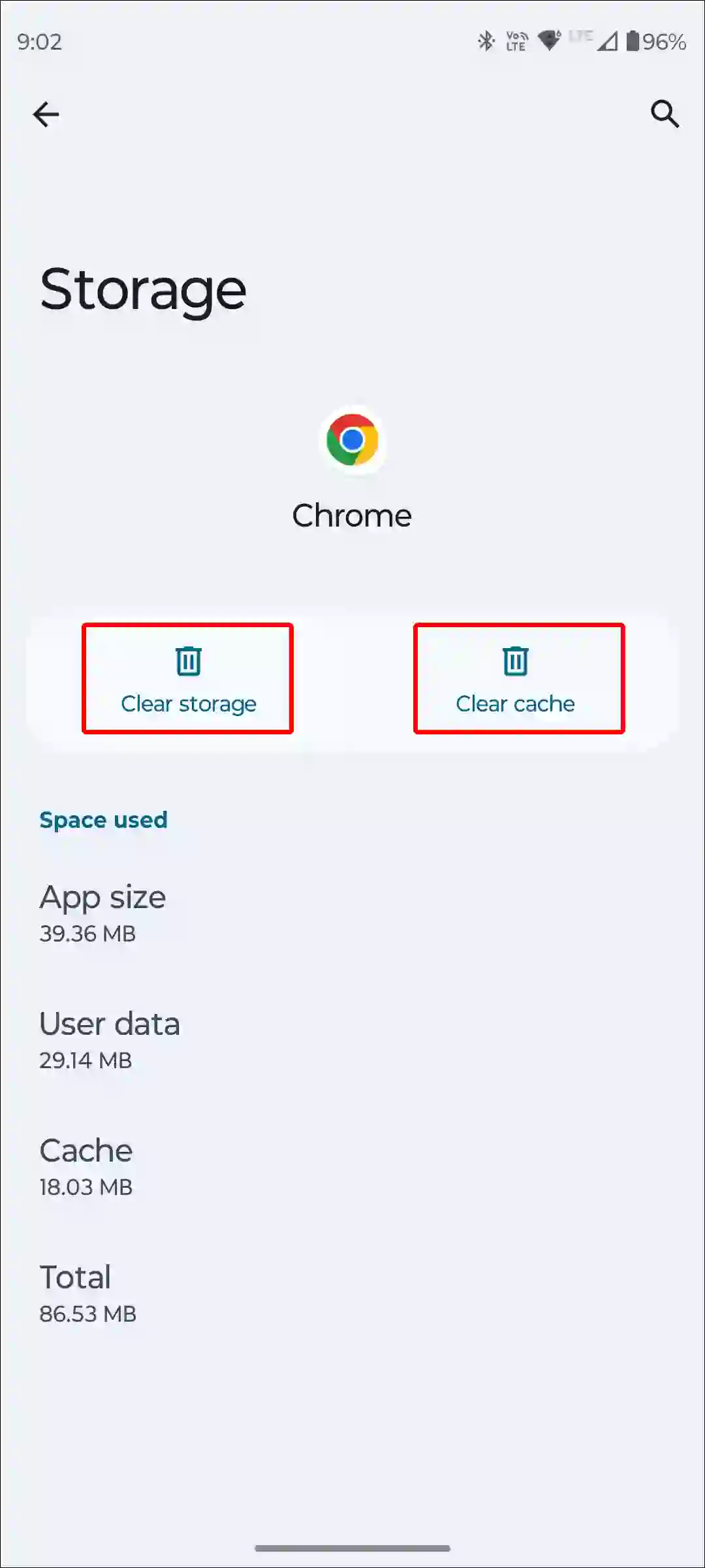 android chrome clear cache and data