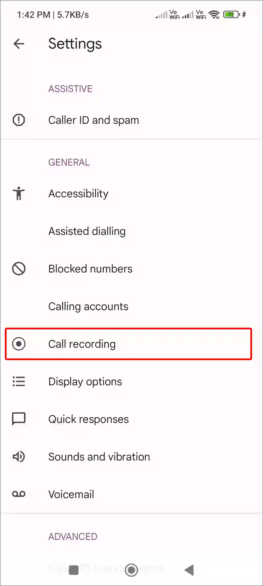 android google dialer call recording