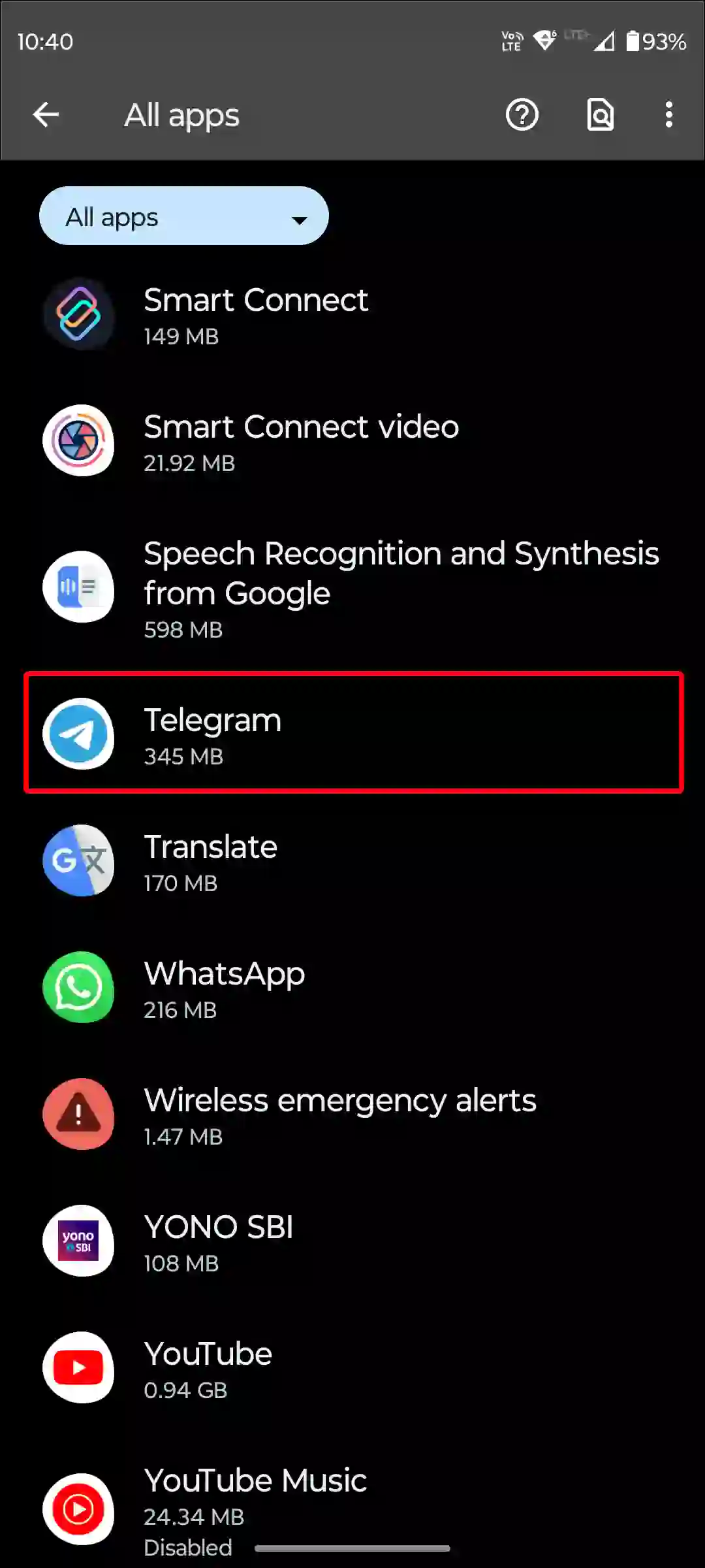 android telegram app settings