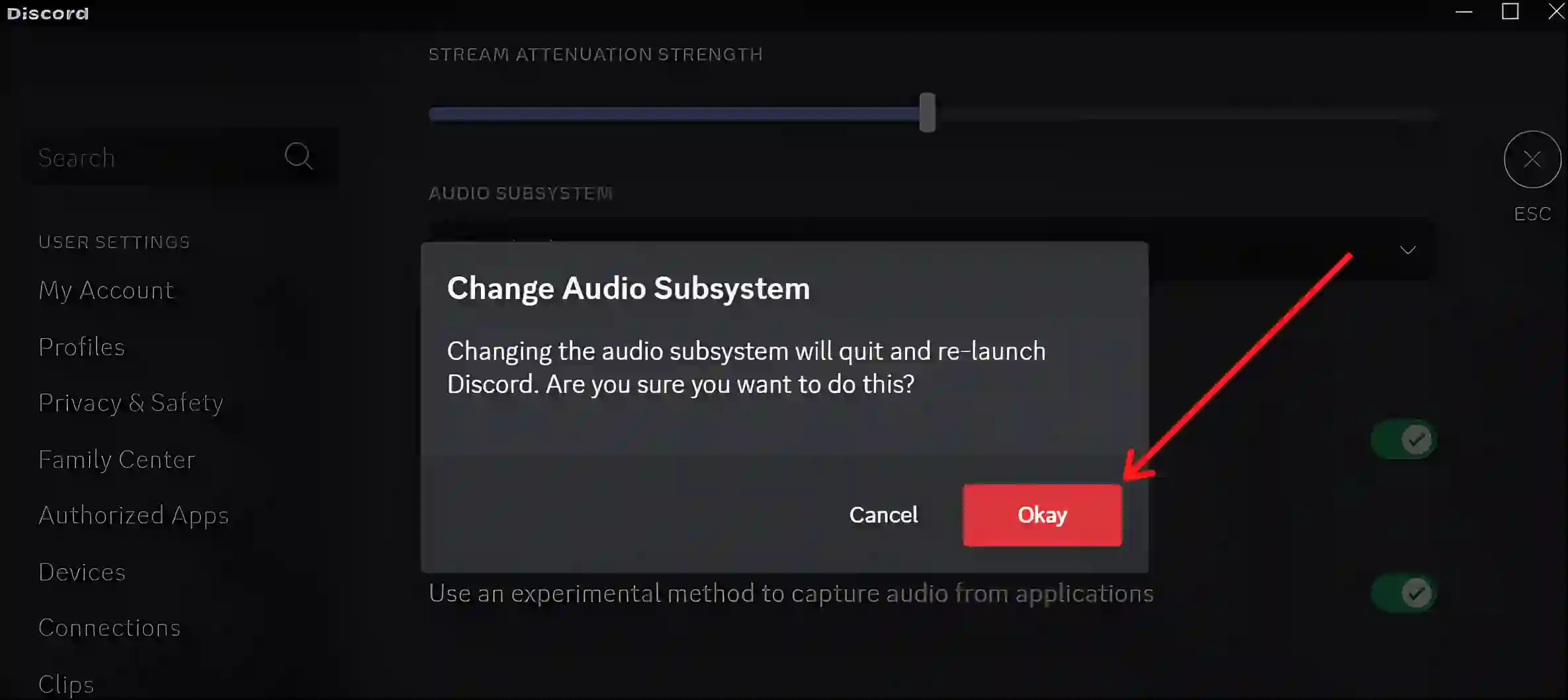 discord change audio subsystem