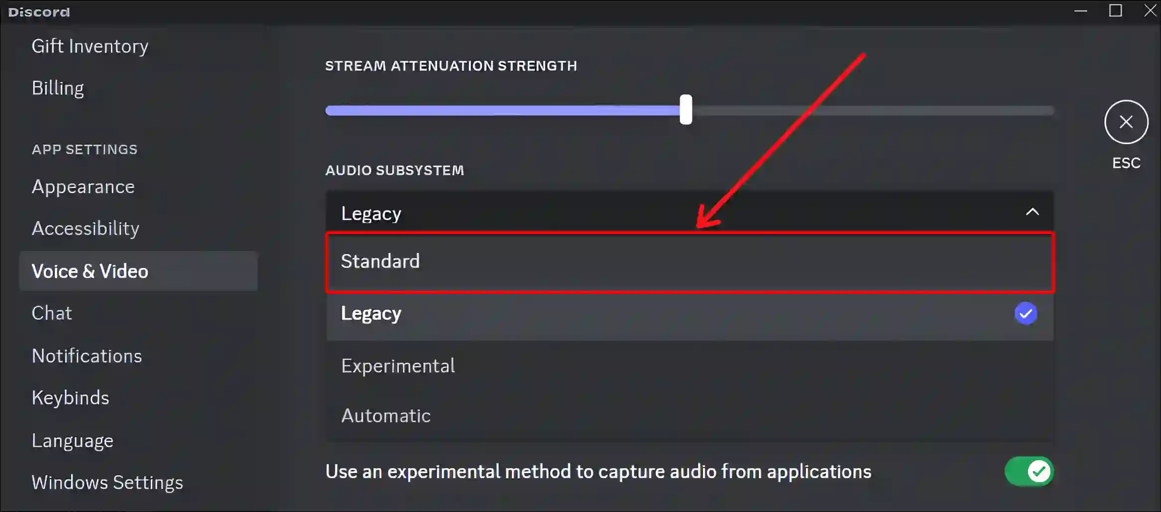 discord standard audio subsystem