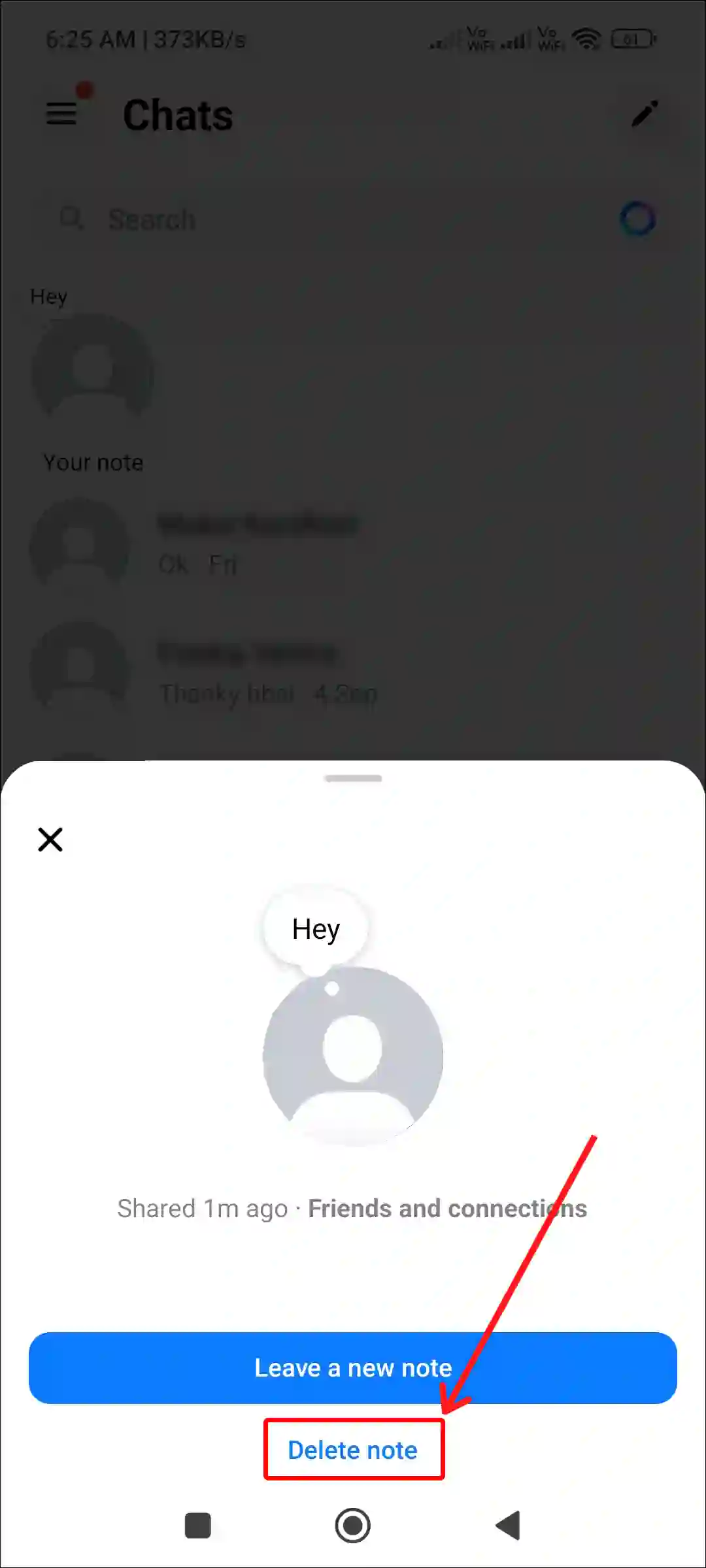 fb messenger delete note