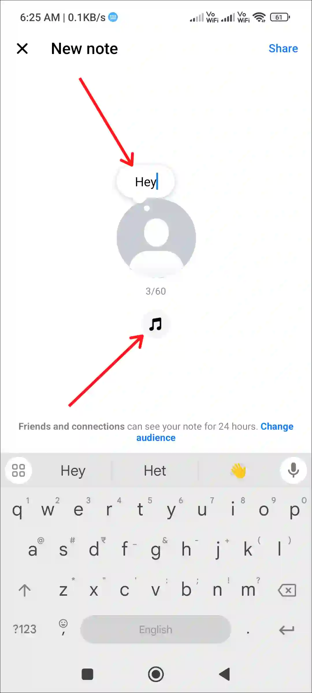 fb messenger note text music