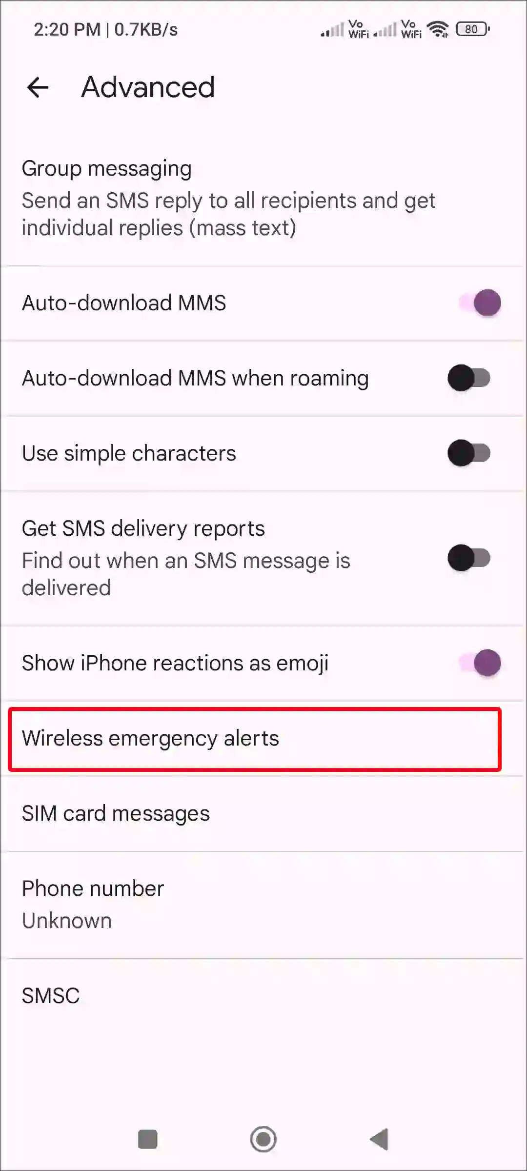 google messages wireless emergency alerts