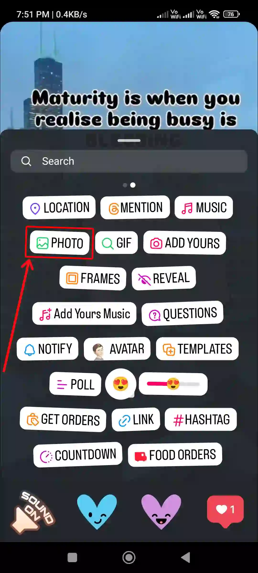 instagram story photo sticker icon