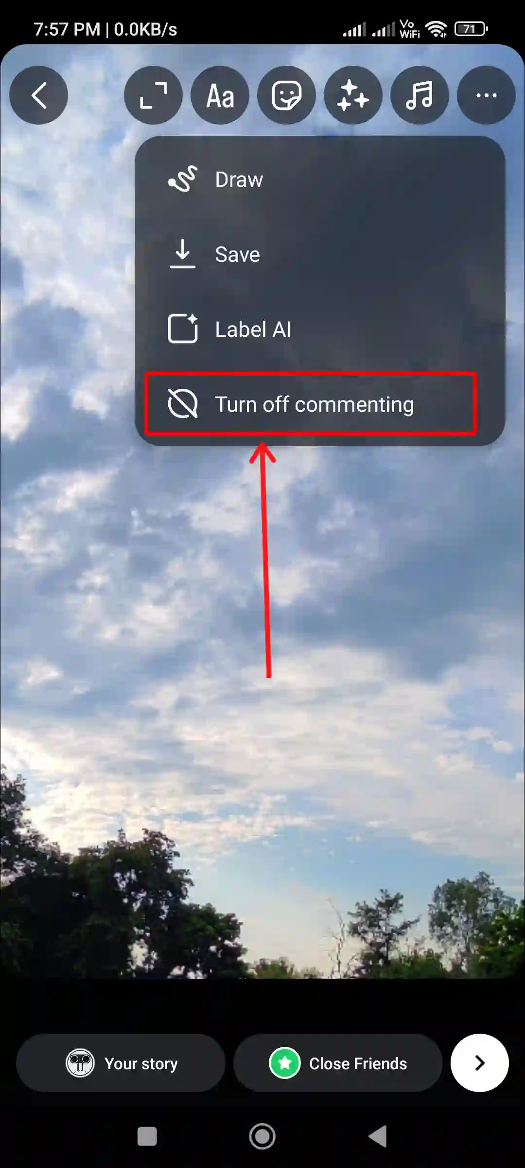 instagram story turn off commenting