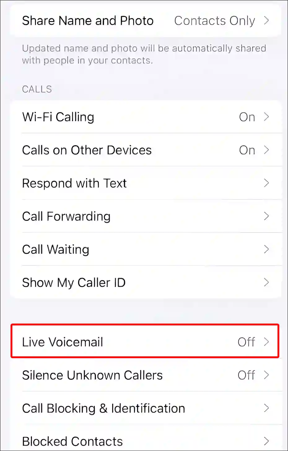 iphone live voicemail settings