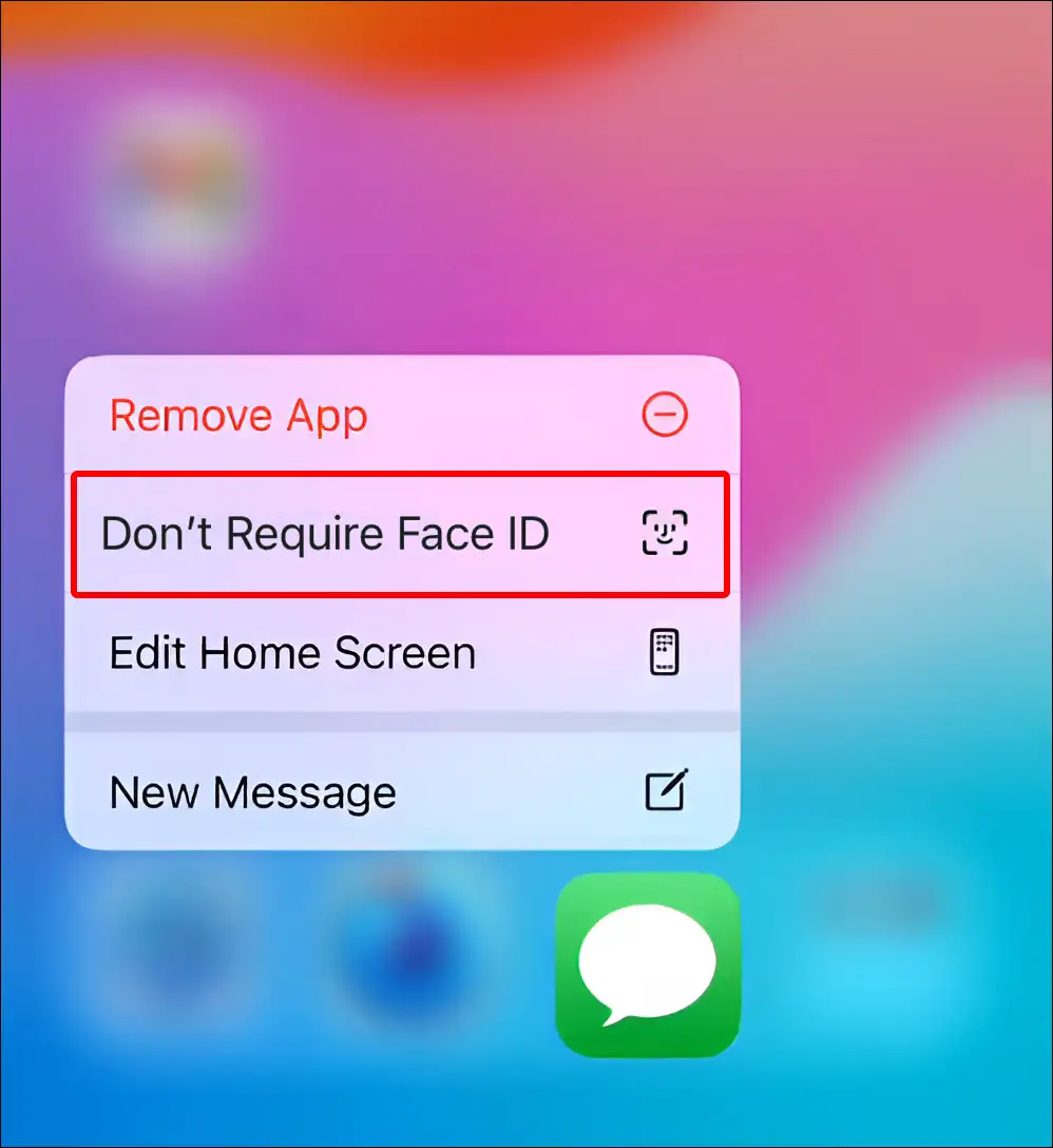 iphone messages app don't require face id