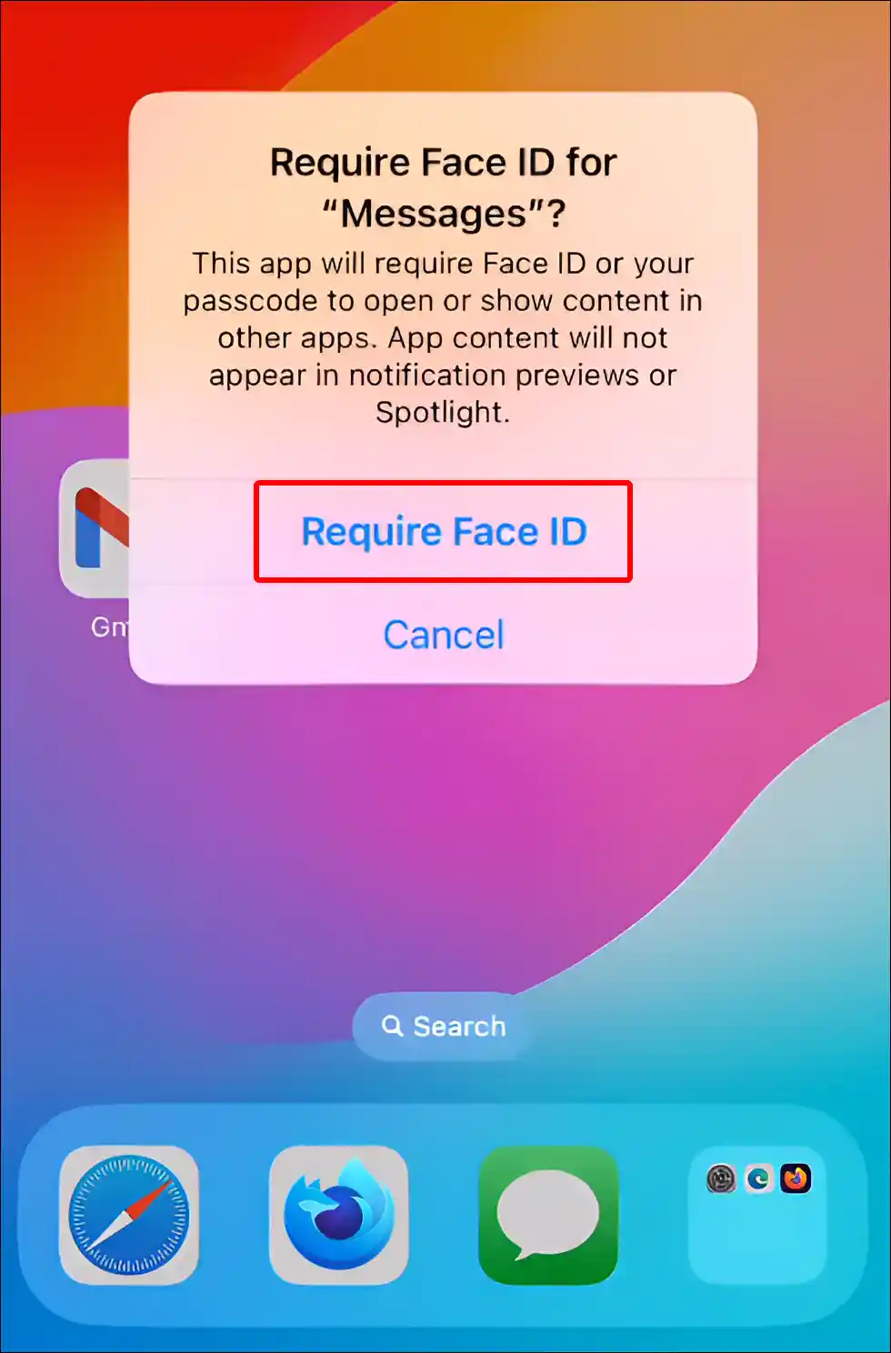 iphone messages require face id