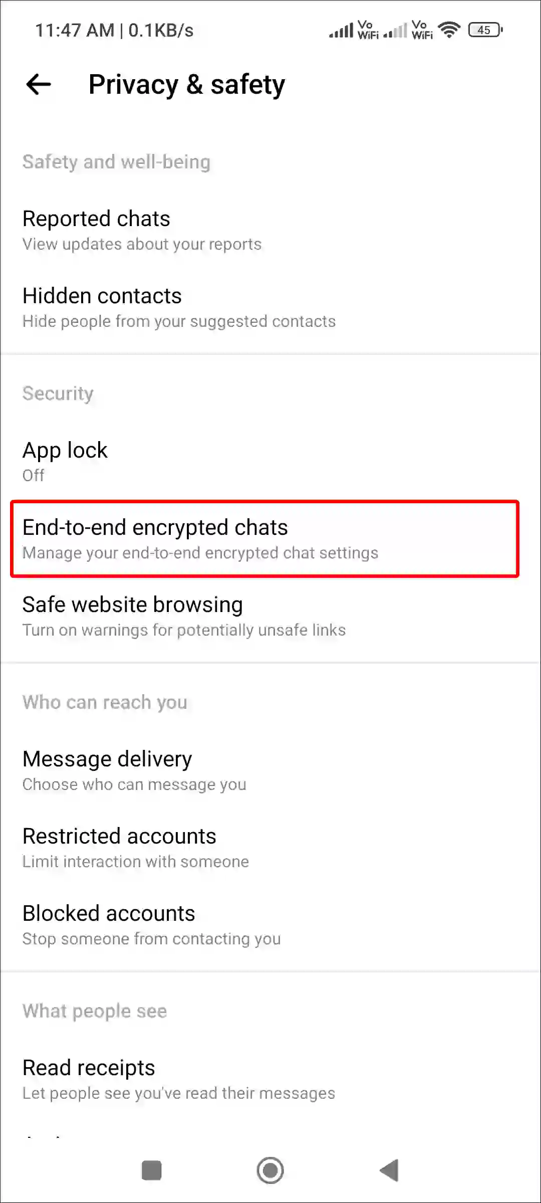 messenger end to end encrypted chats