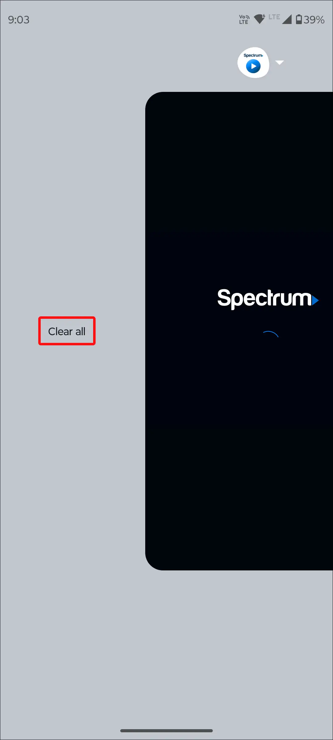 spectrum tv clear apps tab