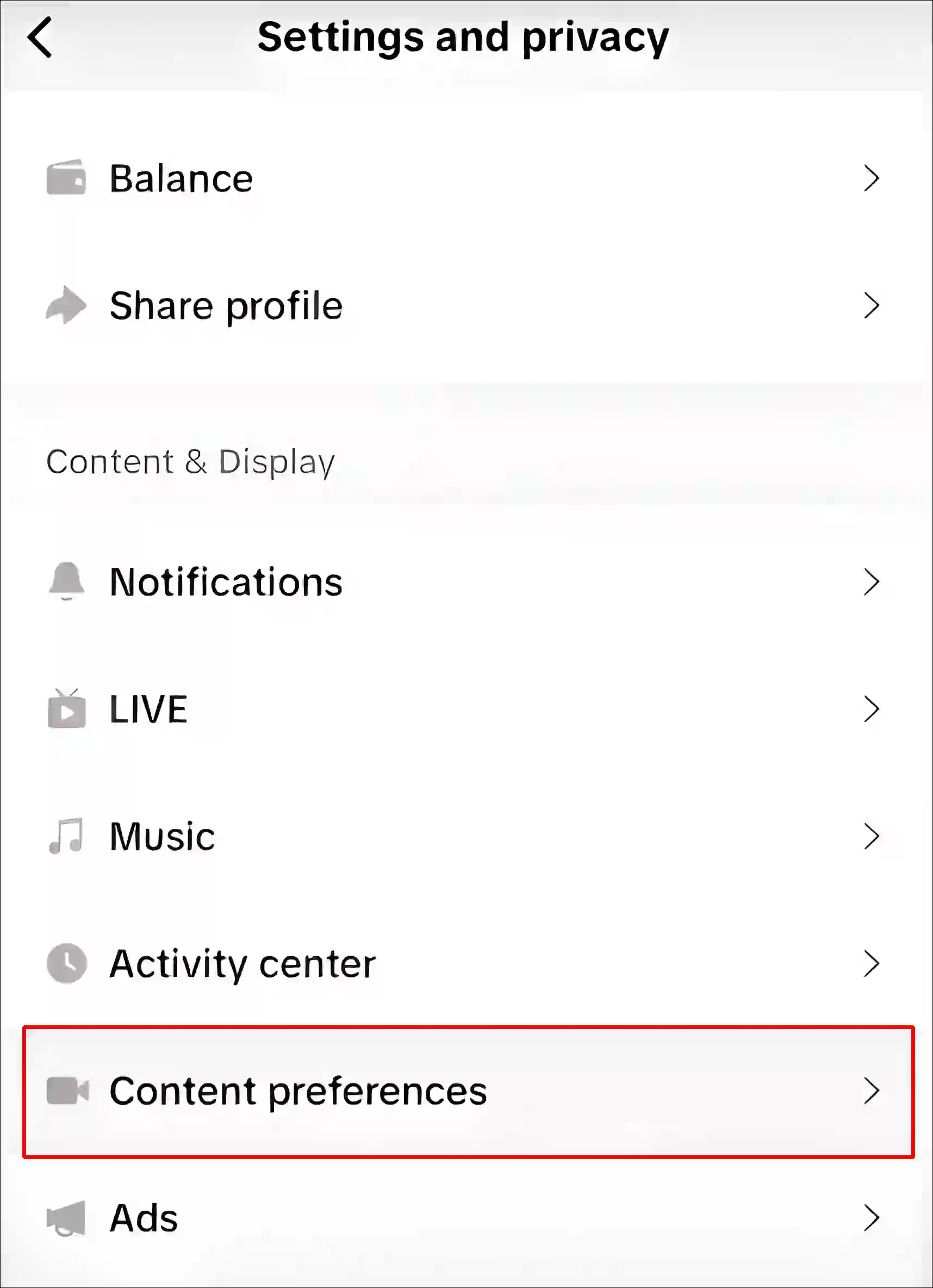 tiktok content preferences settings