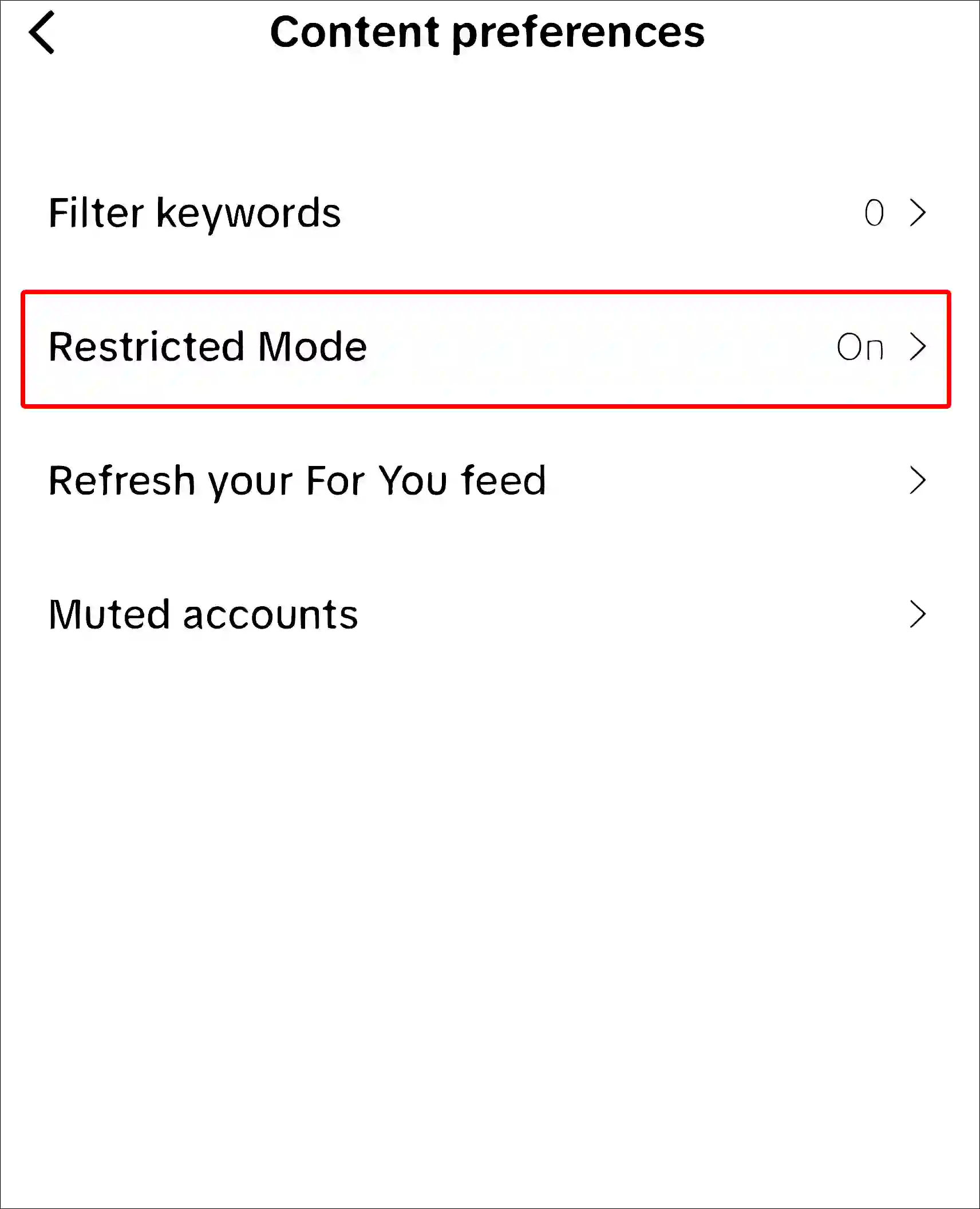 tiktok restricted mode disable