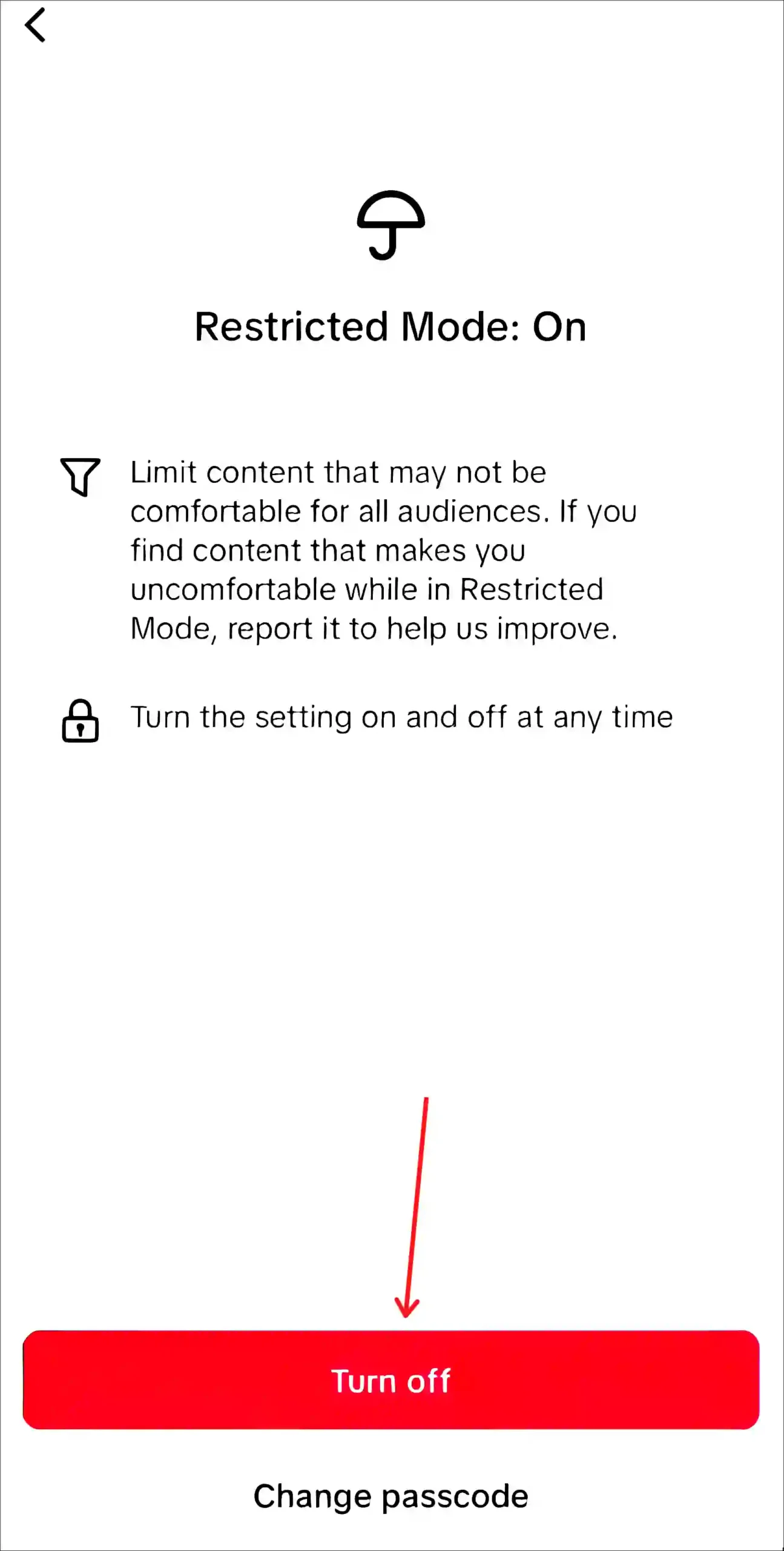 tiktok restricted mode turn off