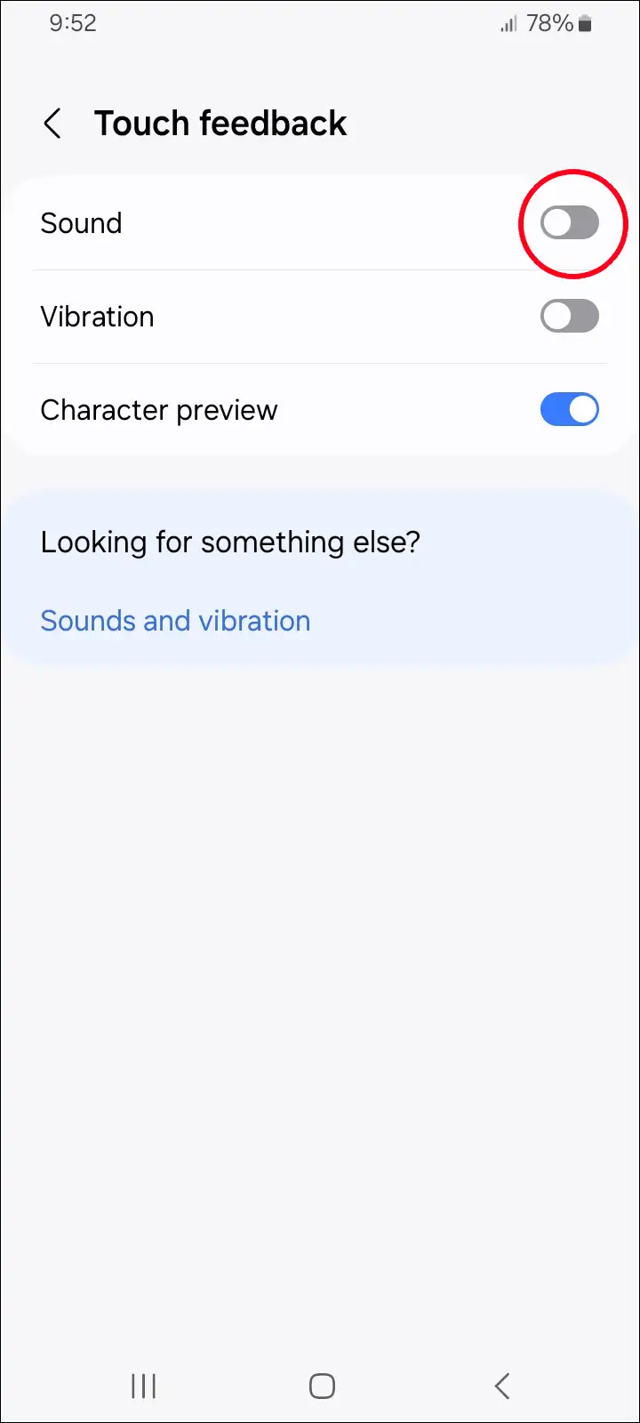 turn off samsung touch feedback sound