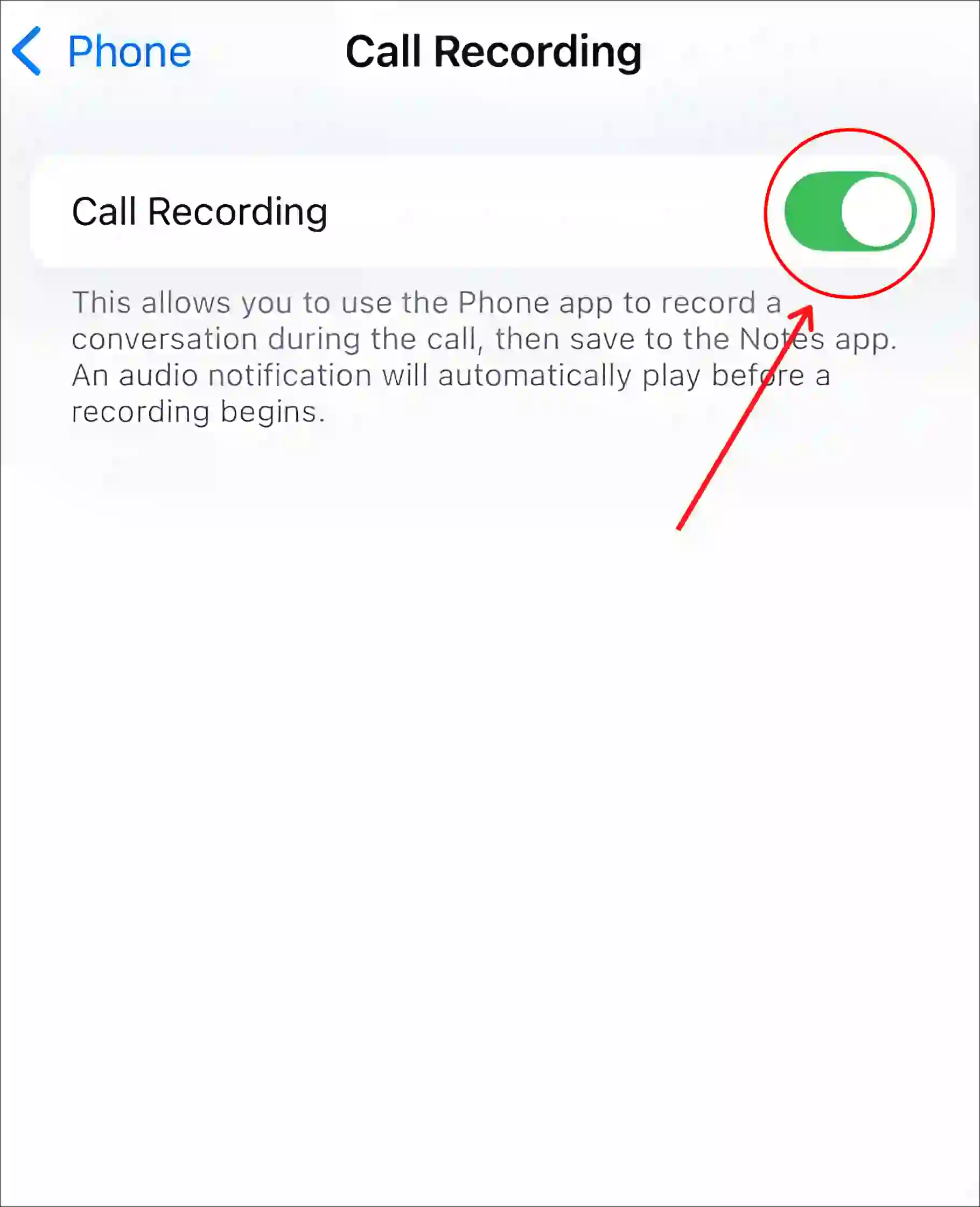 turn on call recording on iphone