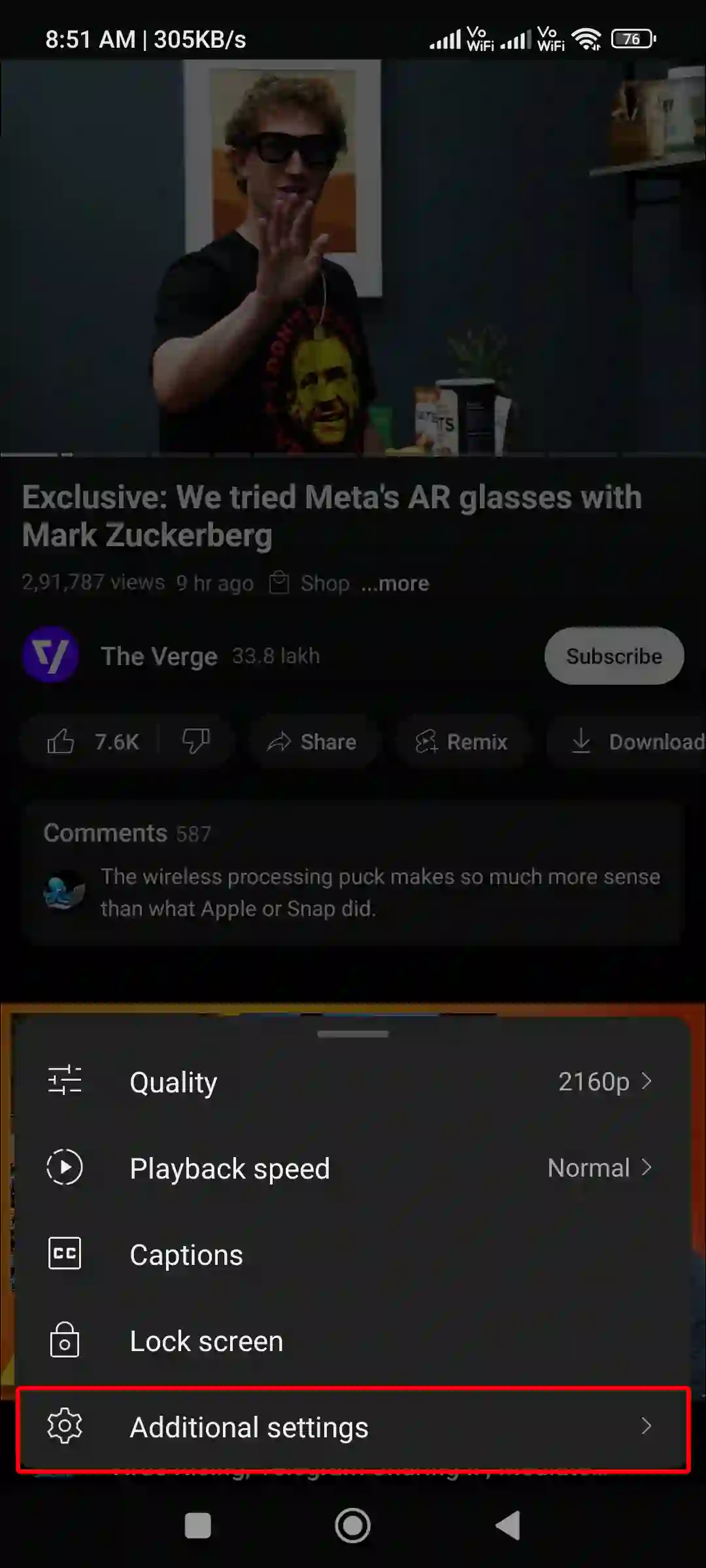 youtube app additional settings