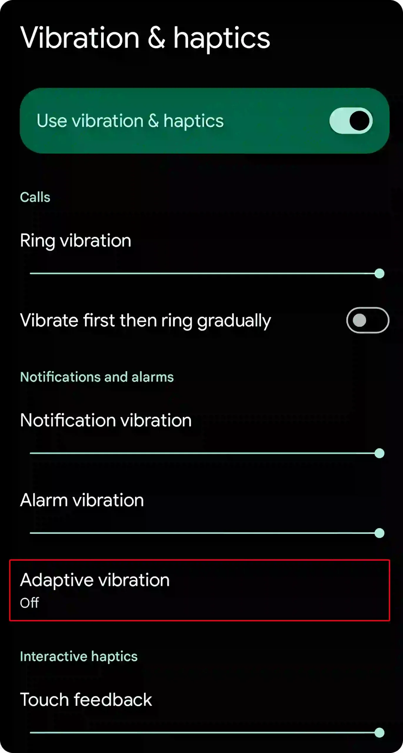 adaptive vibration android 15