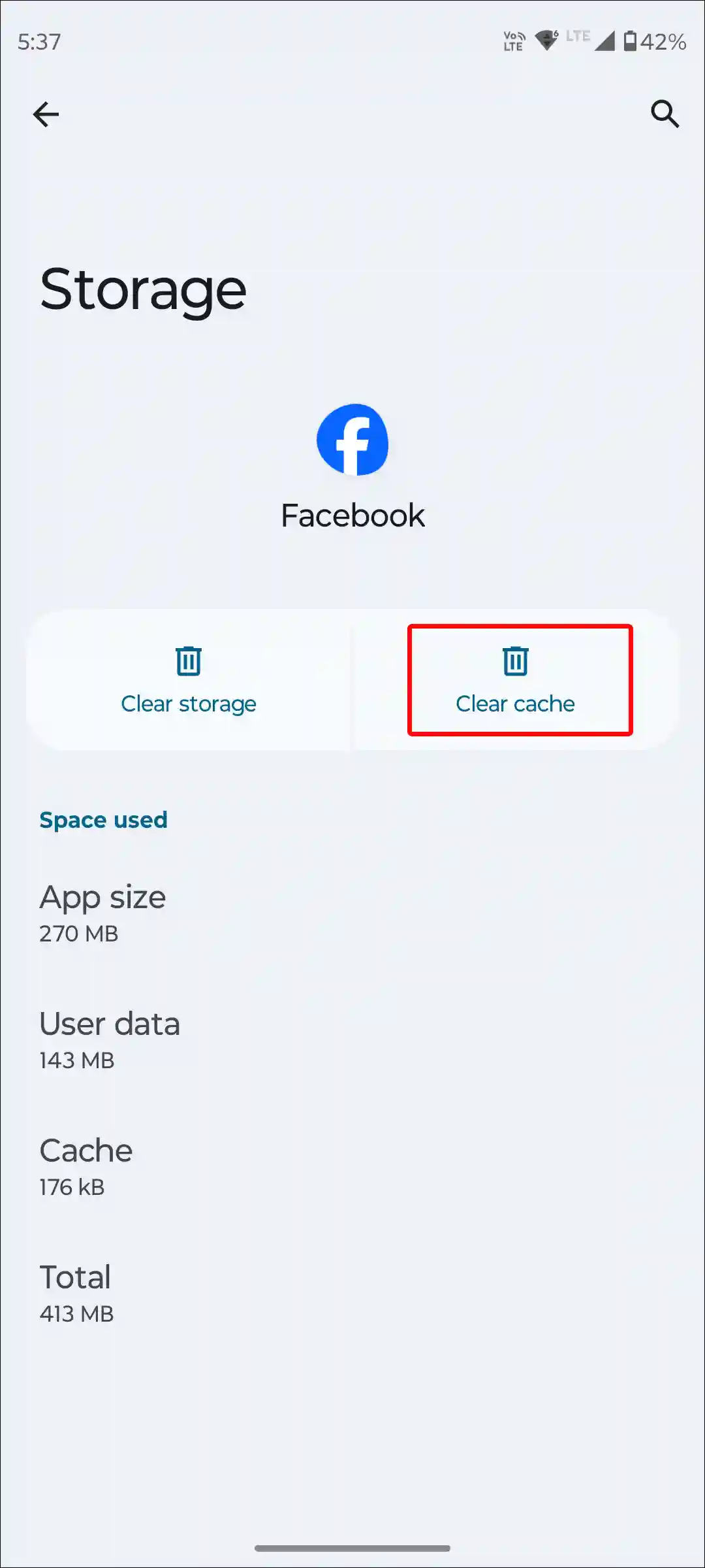 android facebook app clear cache