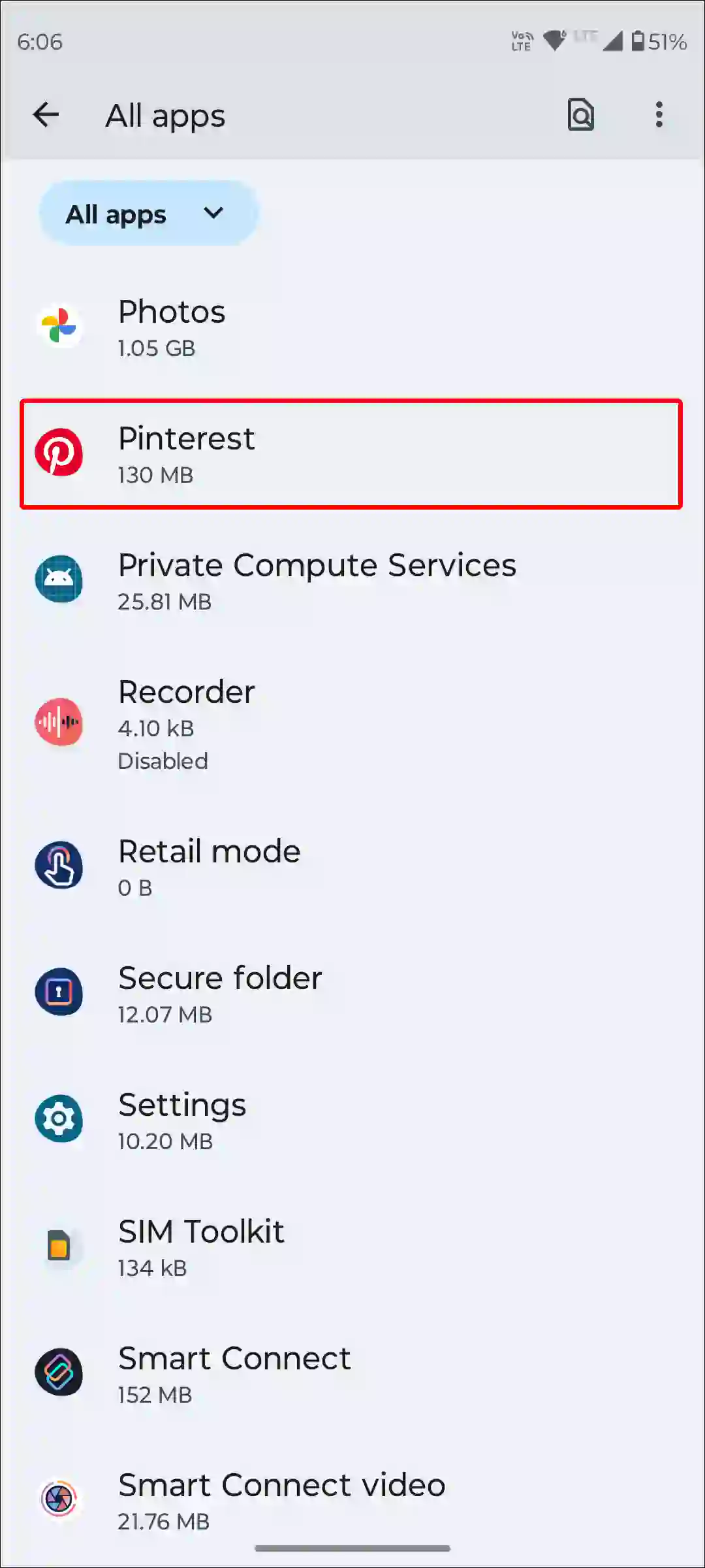 android pinterest app settings