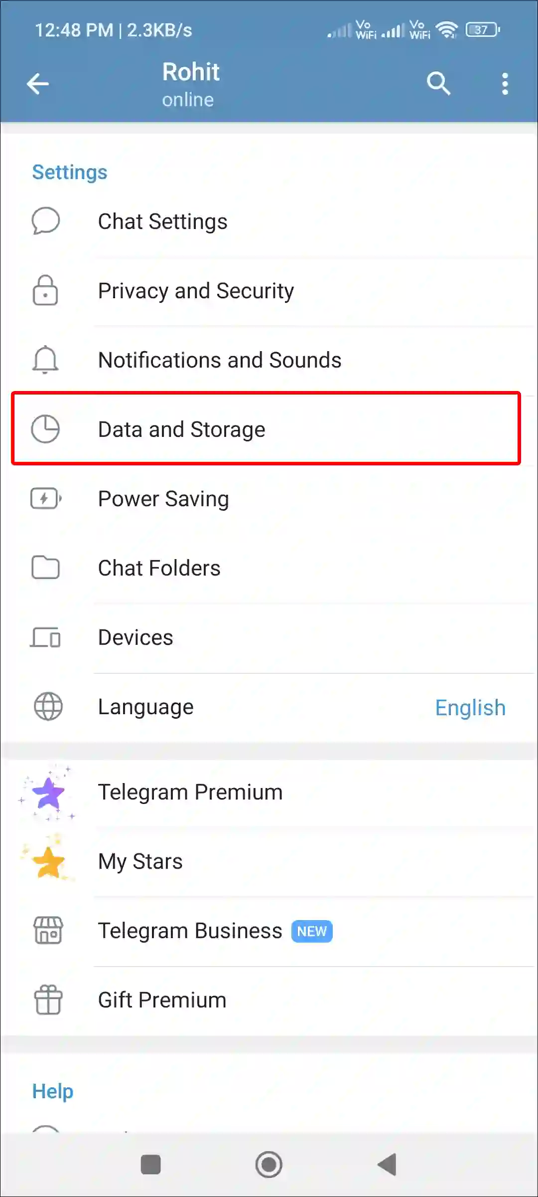 android telegram data and storage