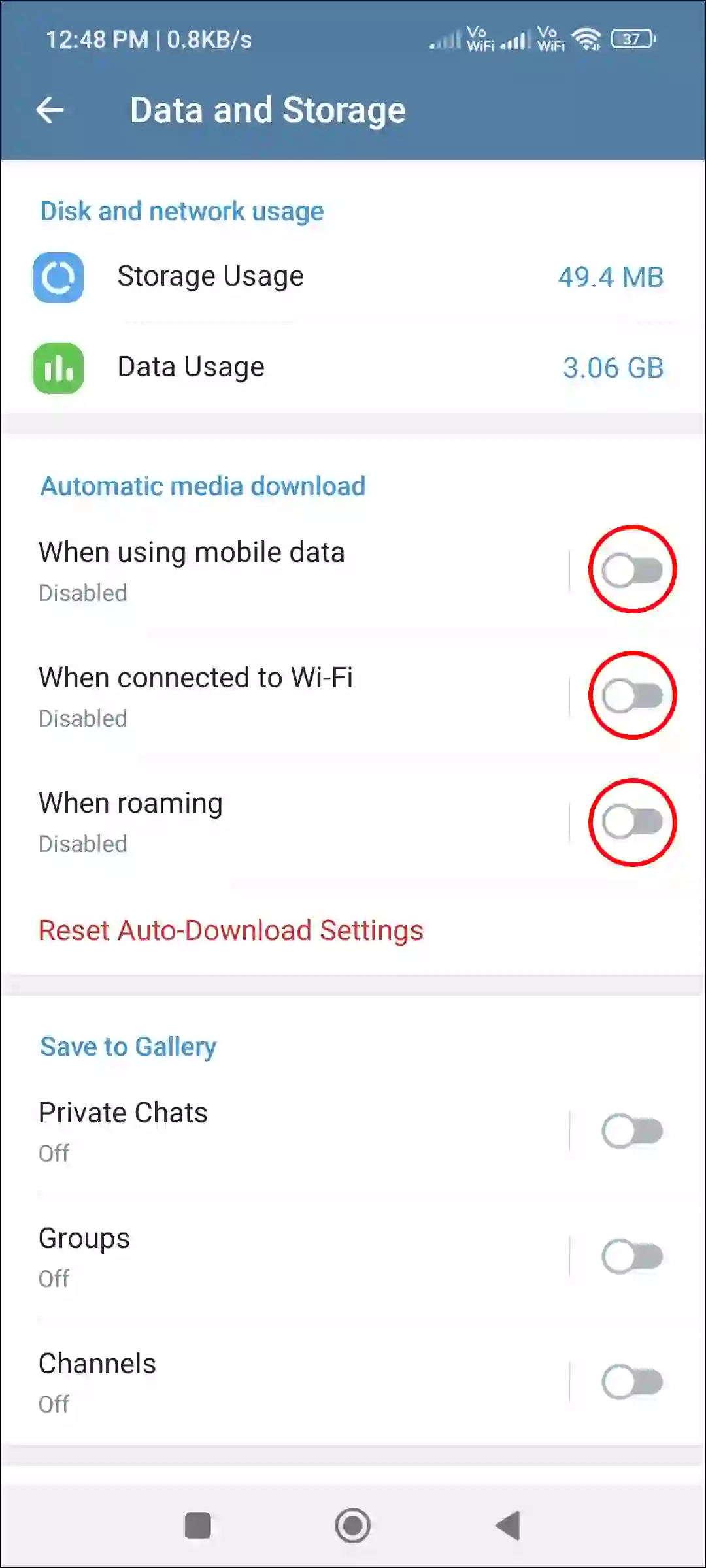 android telegram disable auto media download