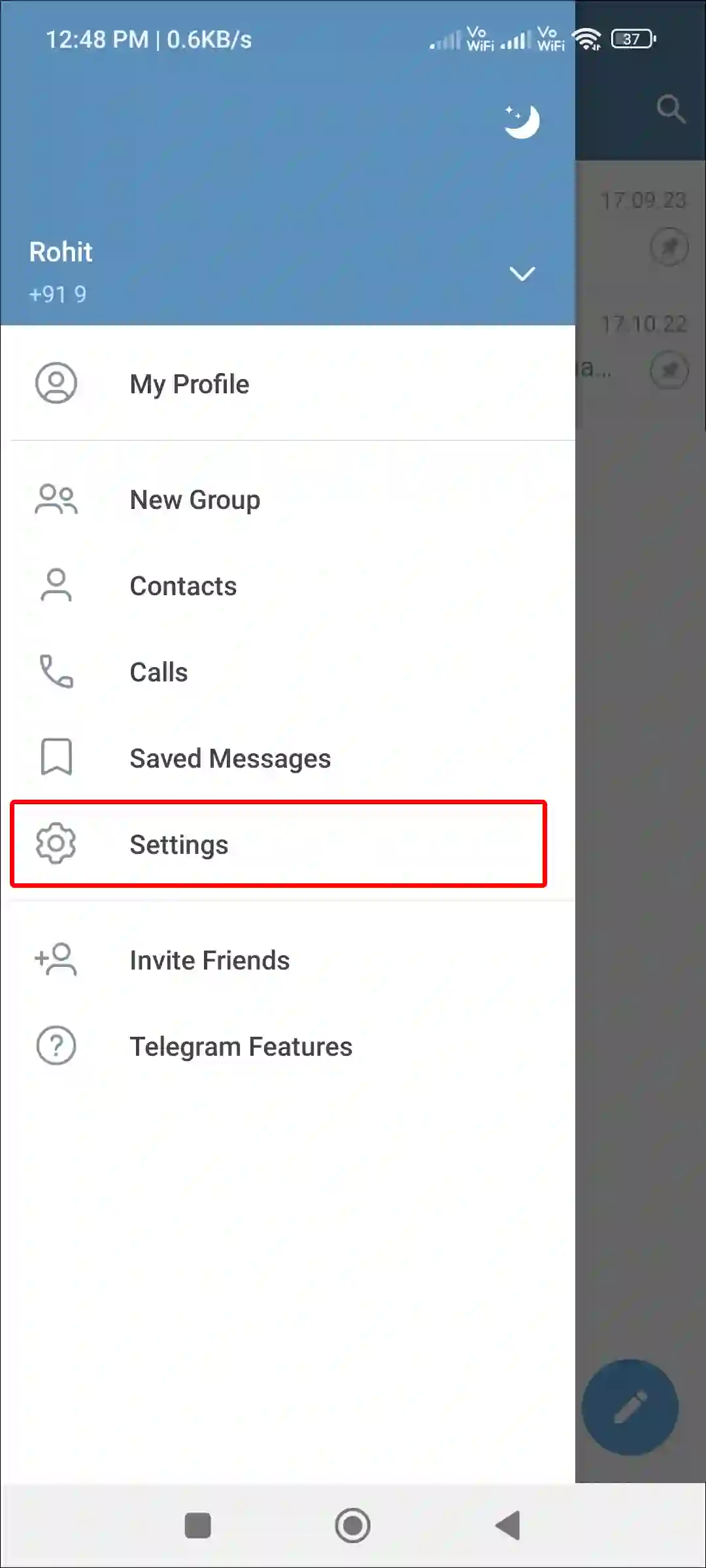 android telegram settings