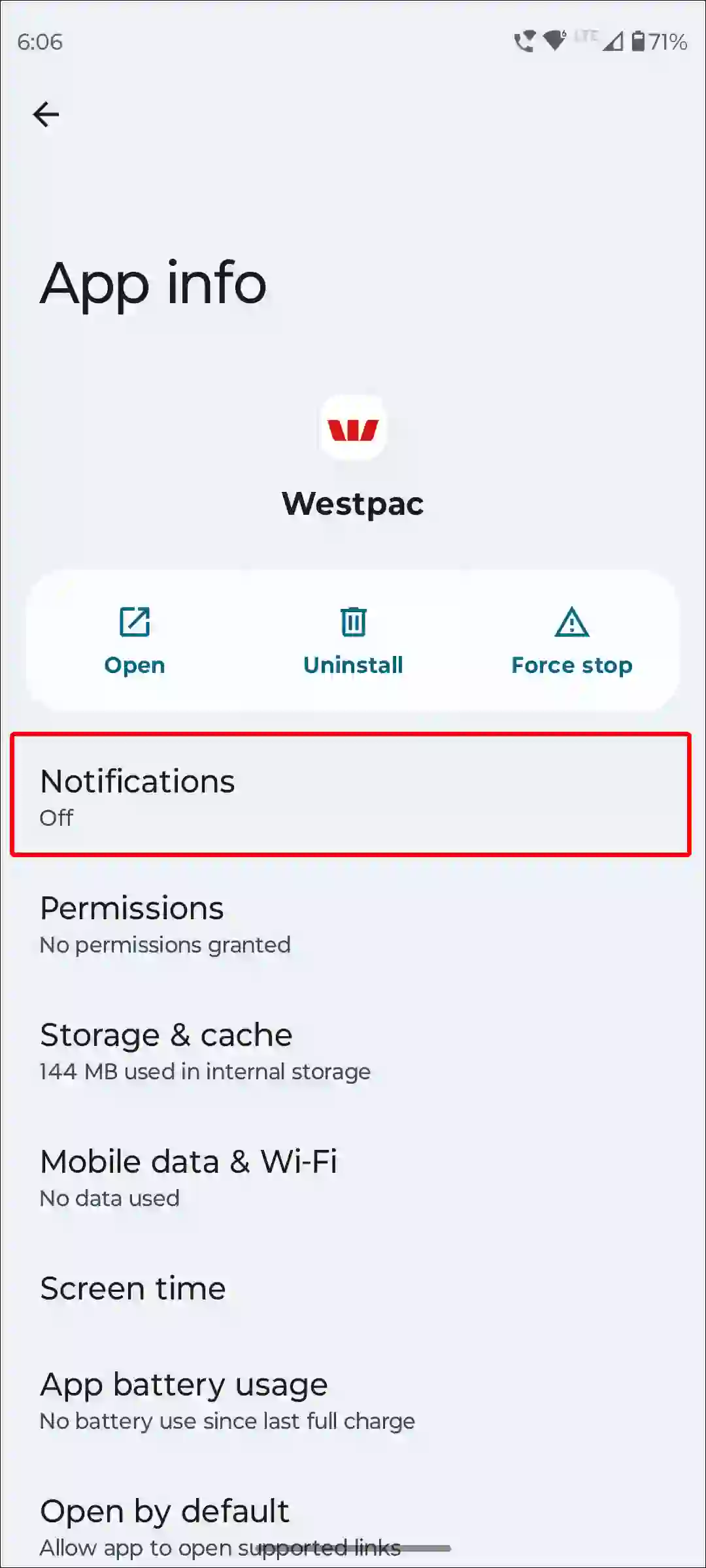 android westpac app notifications