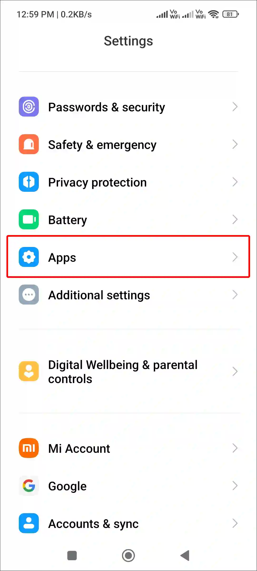 android xiaomi settings apps