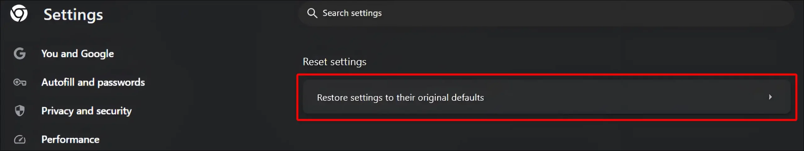 chrome restore settings to their original defaults