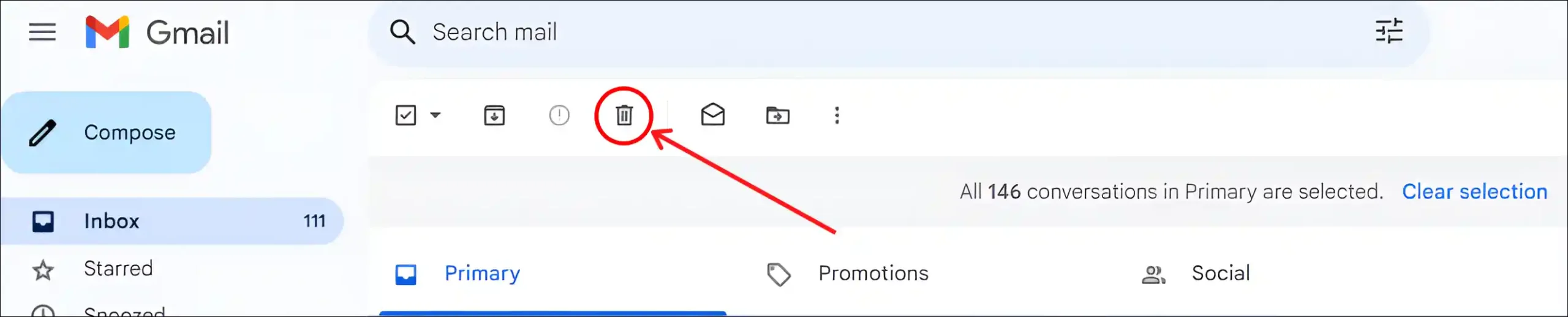 delete all emails on Gmail at once on desktop