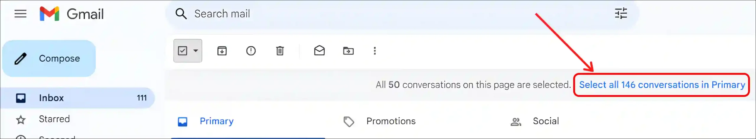 desktop gmail select all conversations in primary